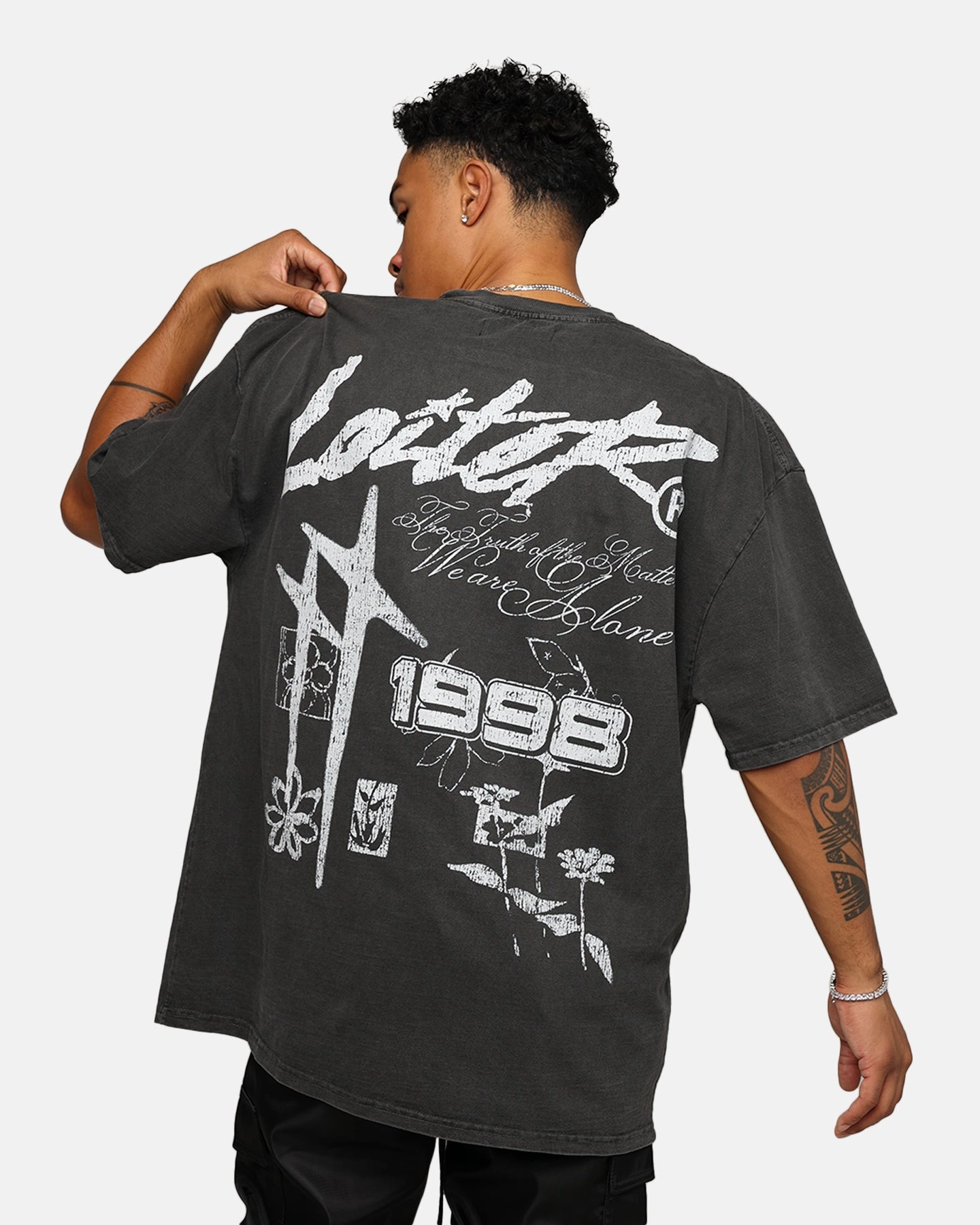 Loiter Firing Range Vintage T-Shirt Black Wash Unique Design Set In Sleeve