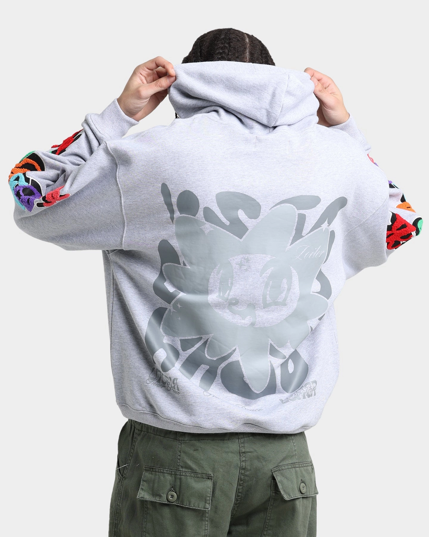 Non Restrictive Collar Elderly Loiter Fleur Hoodie Grey