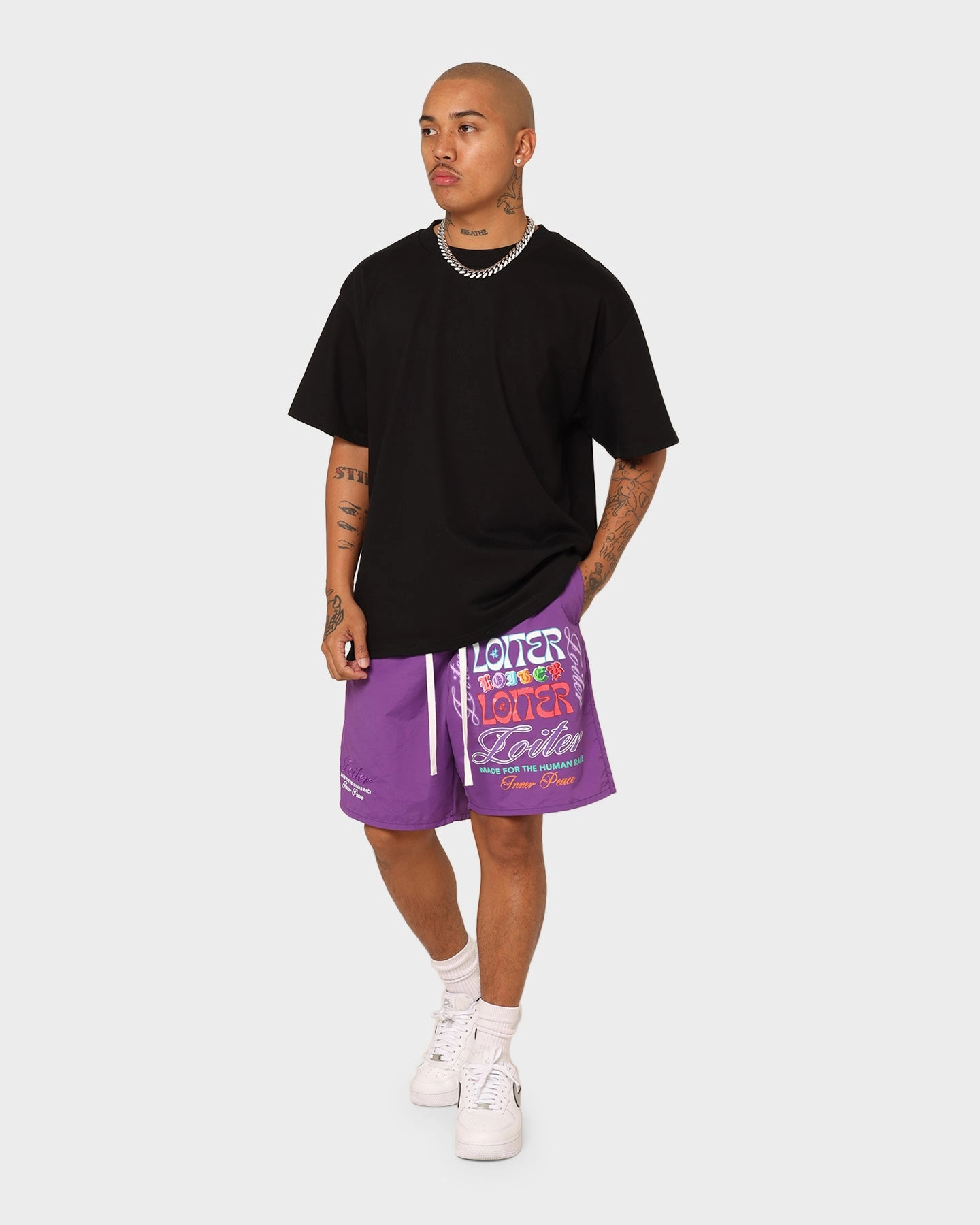 Loiter Forbidden Walk Shorts Purple No Slip Gripper Wind Resistant Panels