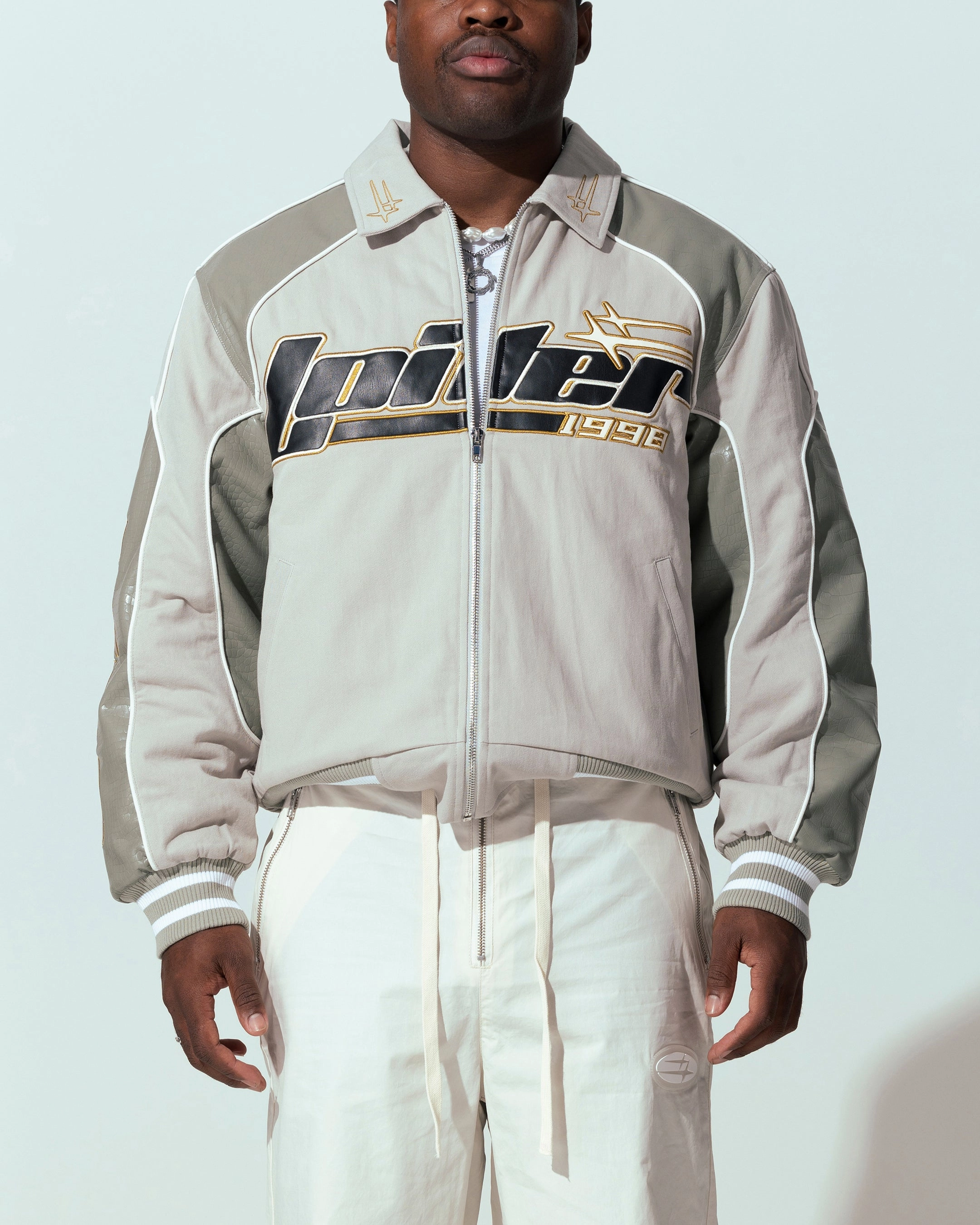 Loiter Formula Jacket Beige Classic Fit Noise Reducing Zippers