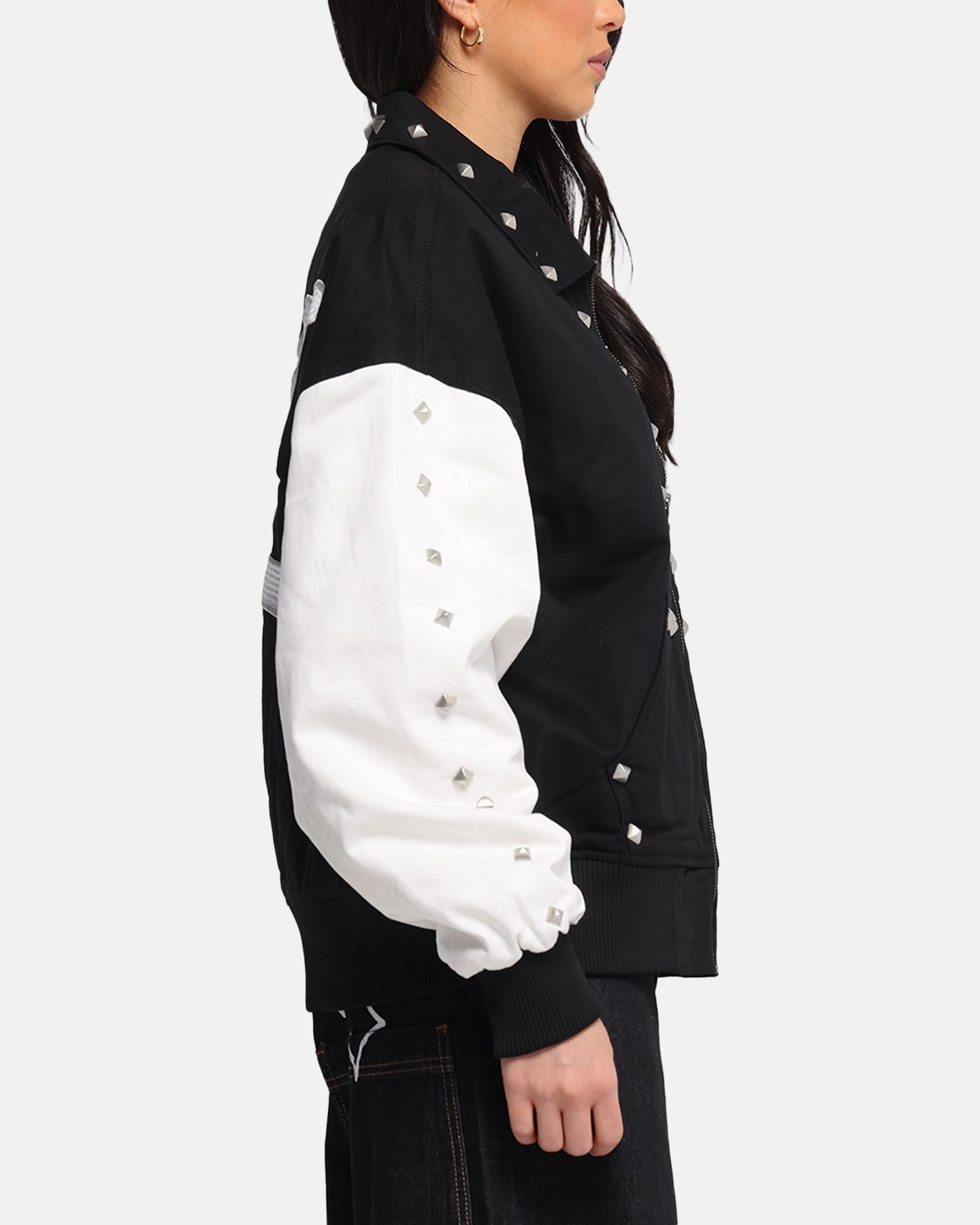 Loiter Frontier Varsity Jacket Black/Off White Softshell Fabric Storm Protection
