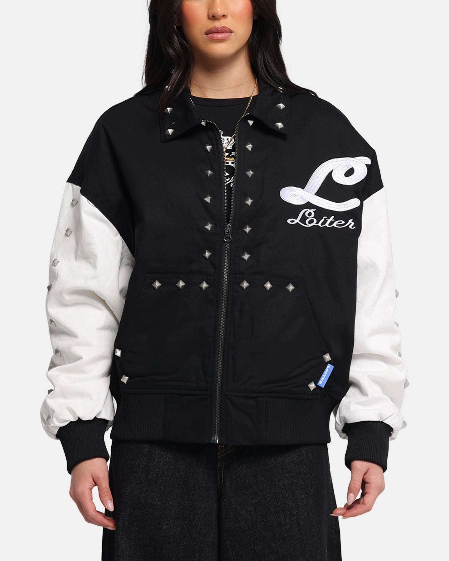 Loiter Frontier Varsity Jacket Black/Off White Upgrade
