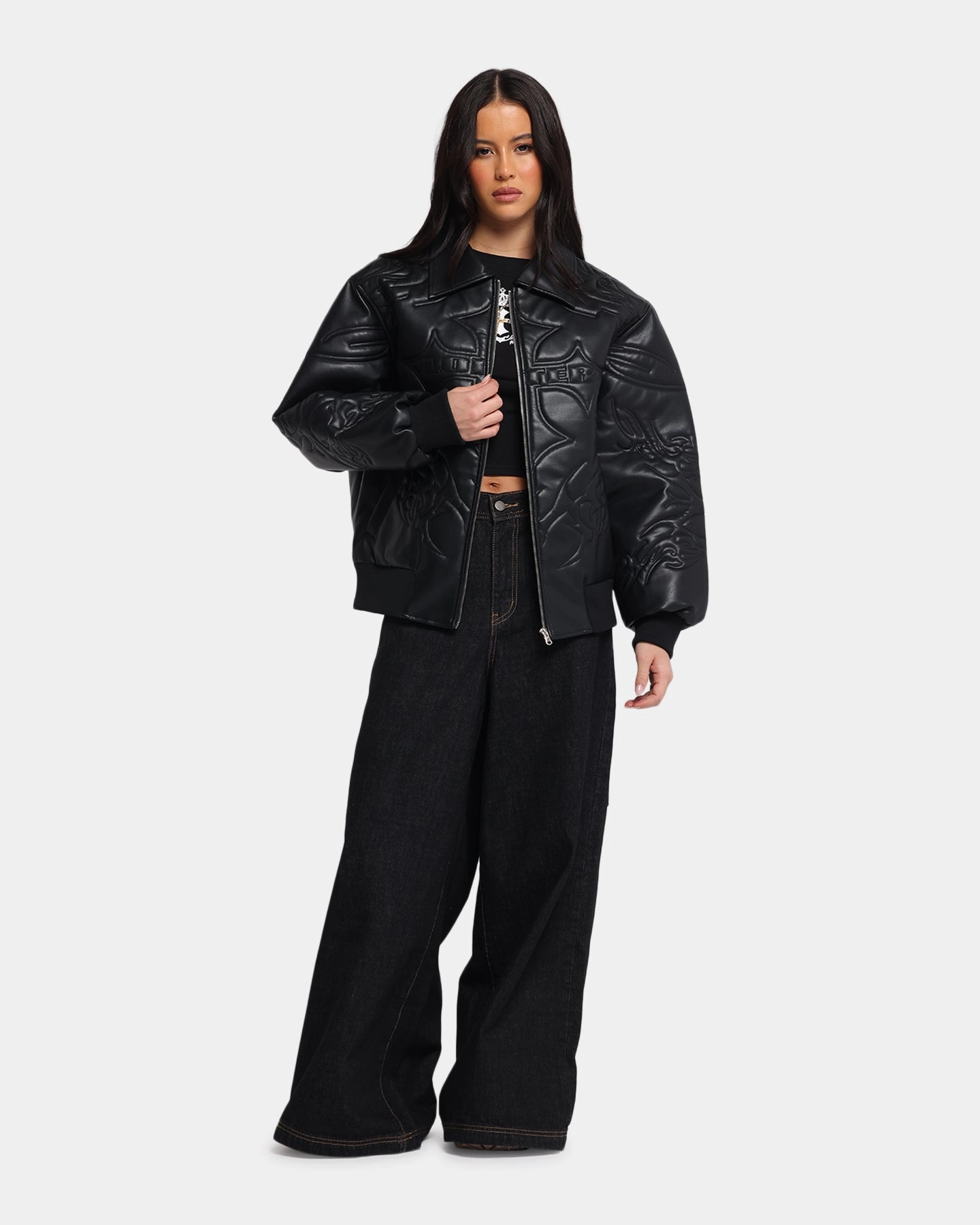Trunk Loiter Fury Vegan Leather Jacket Washed Black