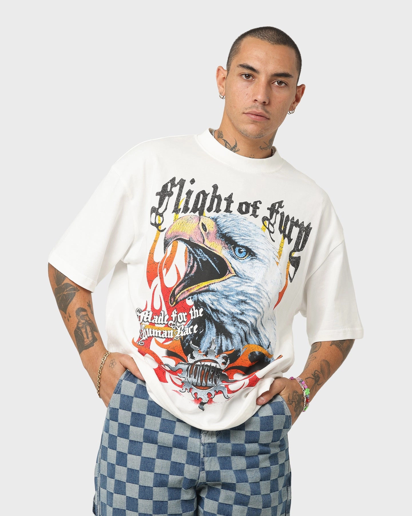 Loiter Fury Vintage T-Shirt Off White Eco Friendly Fabric Micro Perforation