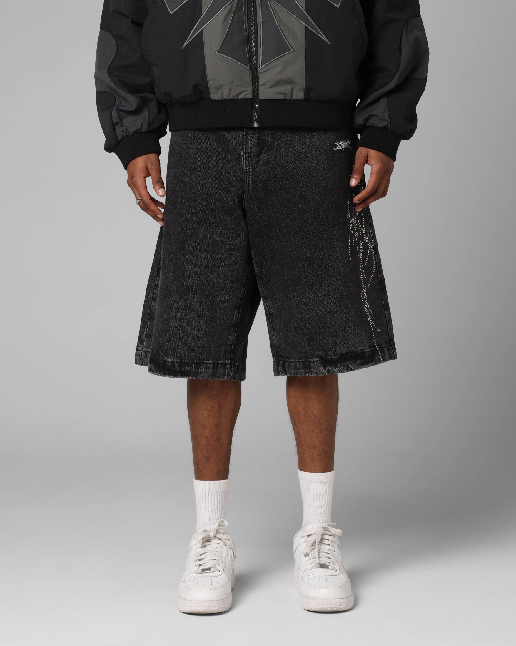 Tactical Attachment Loops rooftop party look Loiter Goth Clique Jorts Black