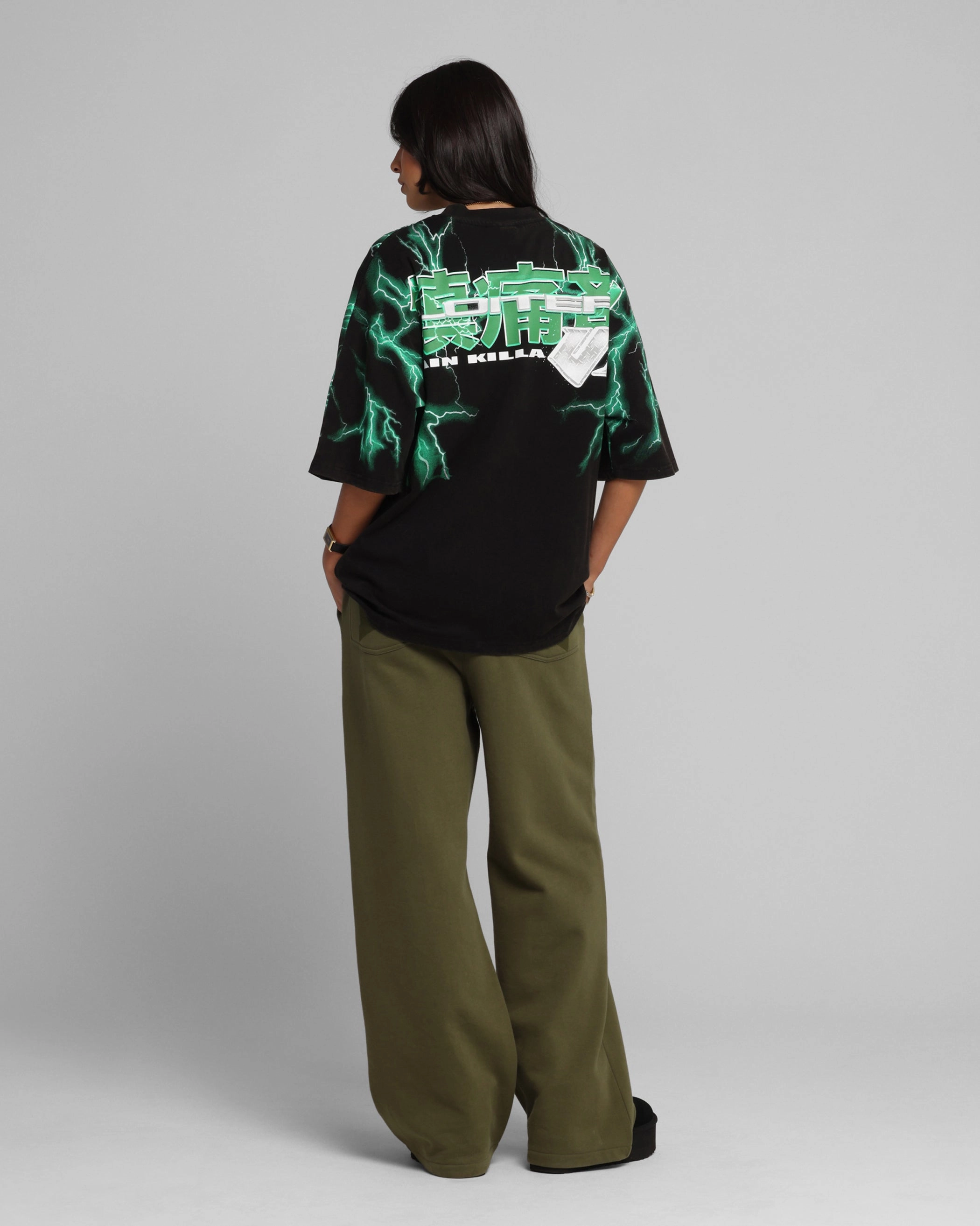 sequined details Loiter Greaser Vintage T-Shirt Black/Green