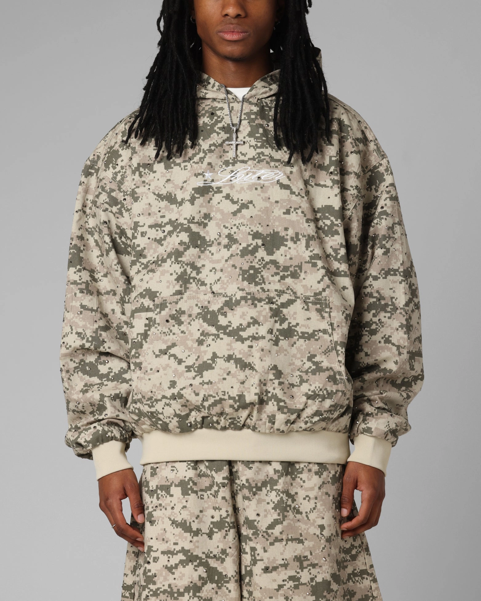 Upcycling - feasible high - strength structure Loiter Hail Storm Premium Hoodie Digi Camo