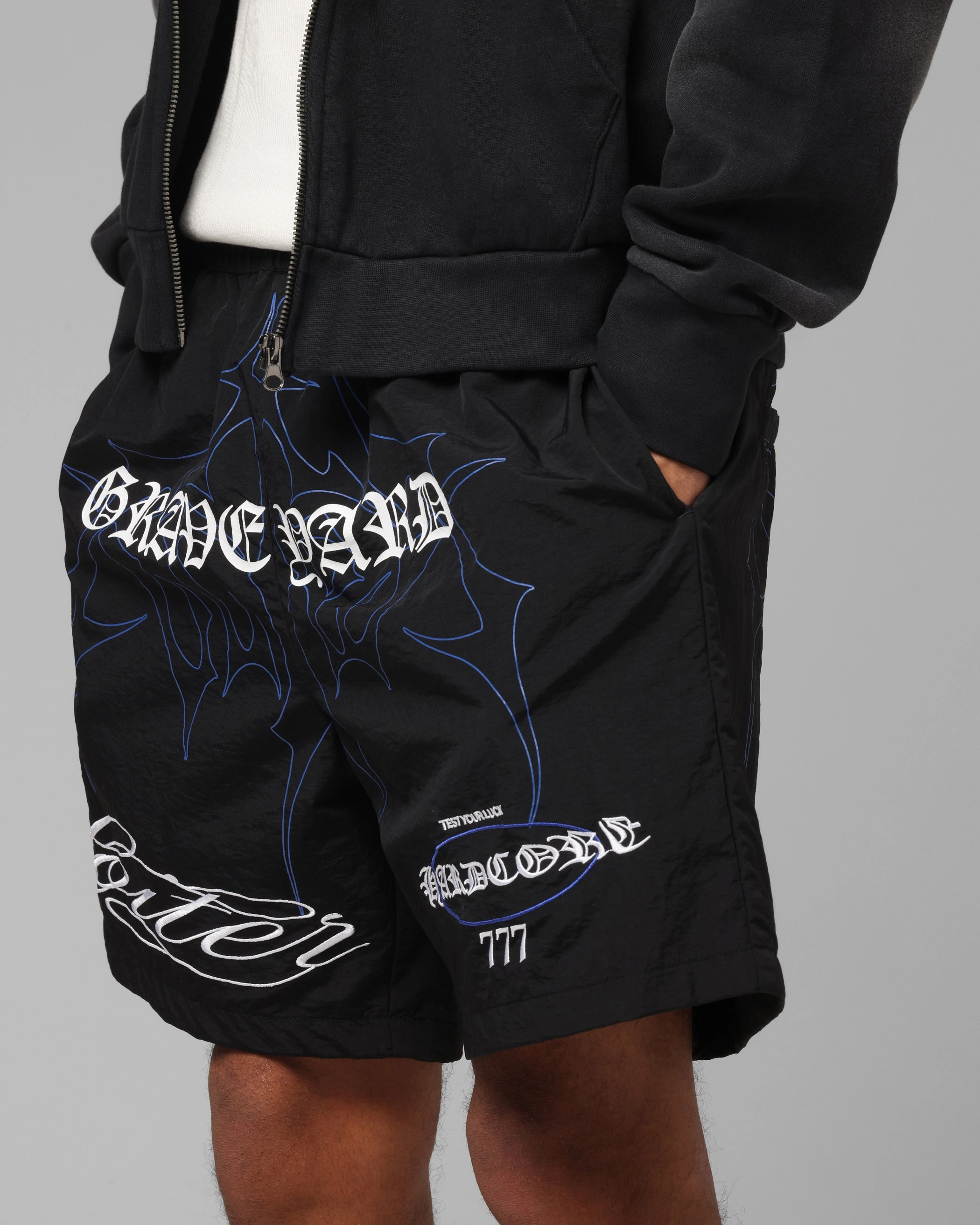 Loiter Hardcore Walk Shorts Black low - rise