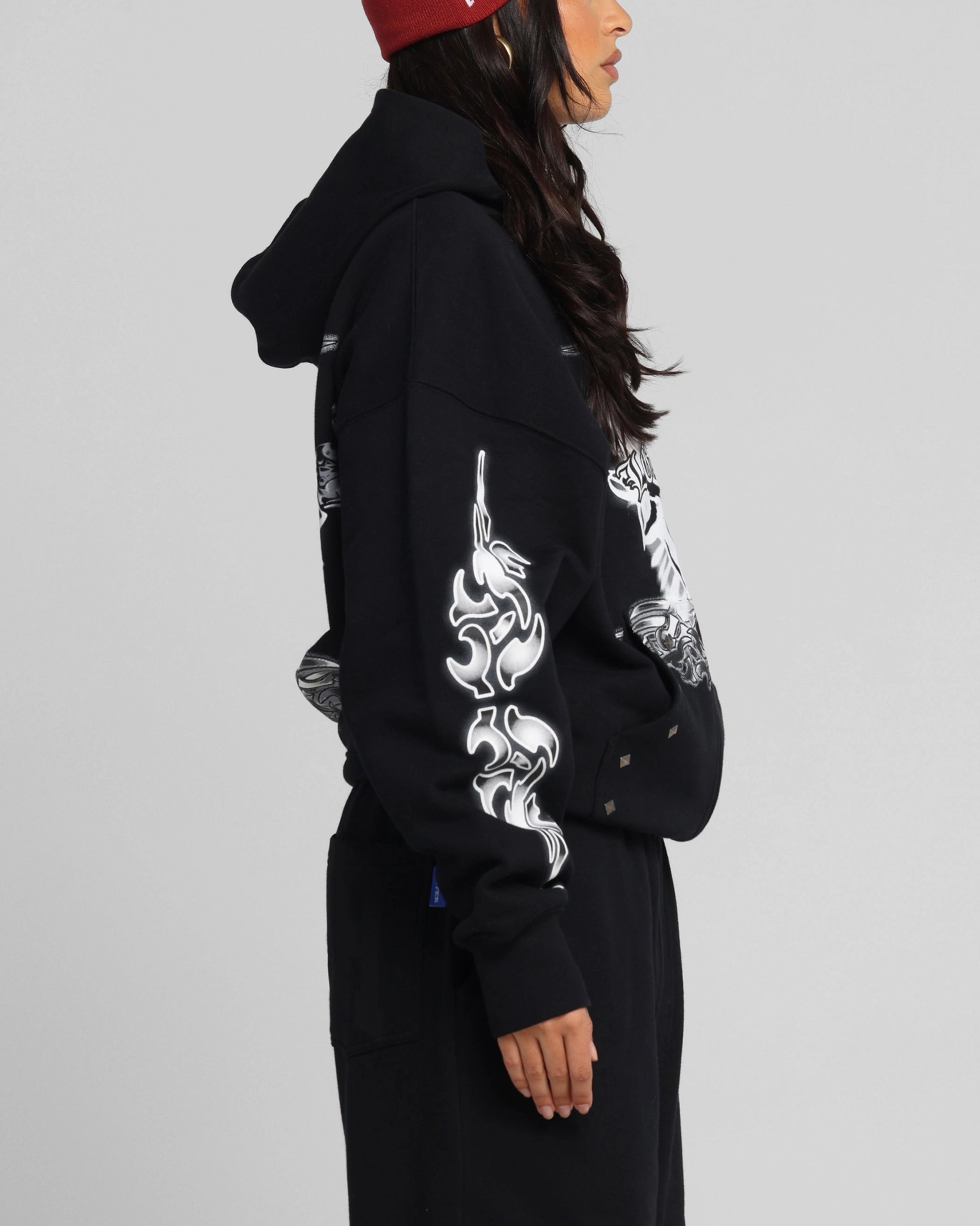 Loiter Hearts Zip Hoodie Black Walk men