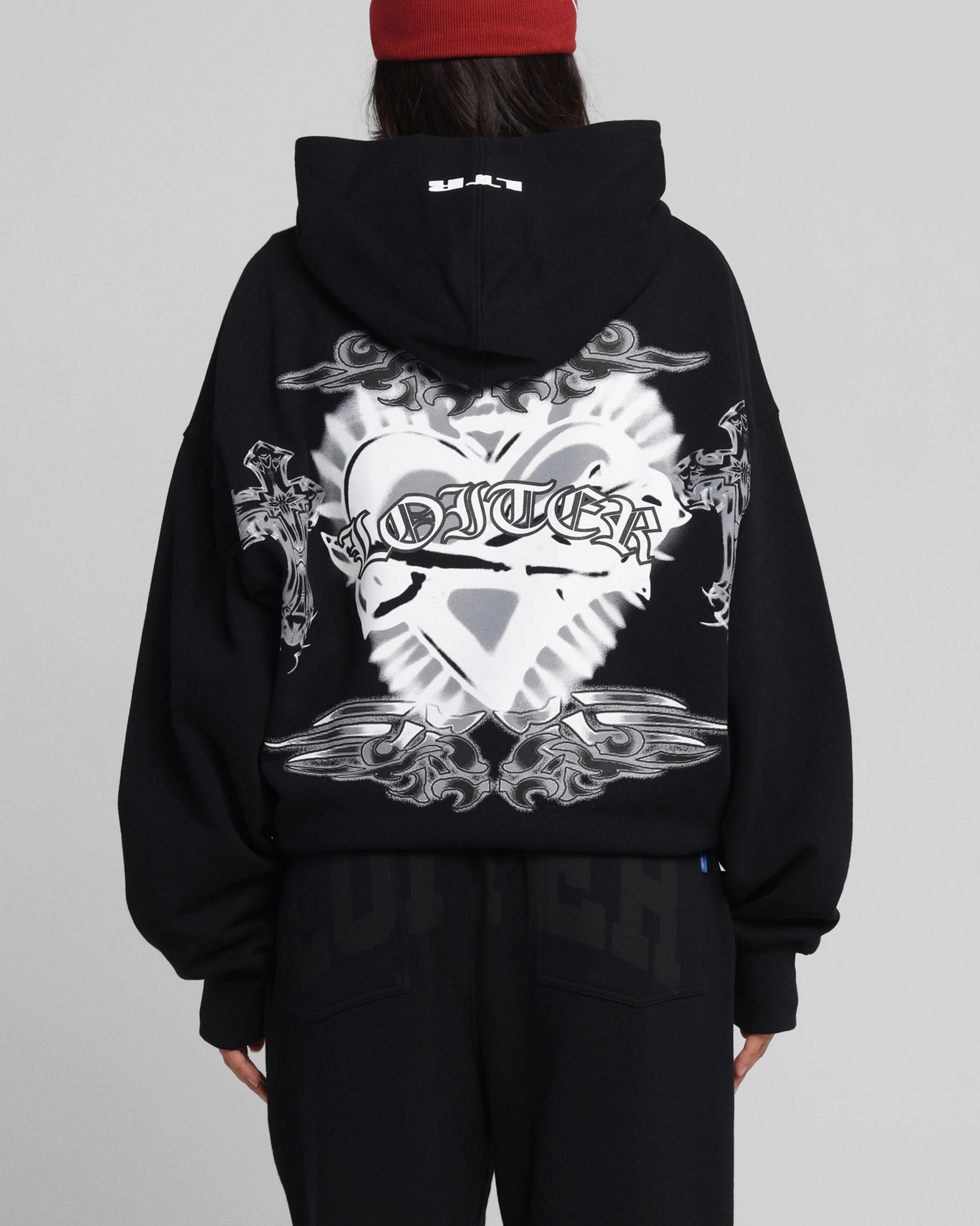 Loiter Hearts Zip Hoodie Black Instance
