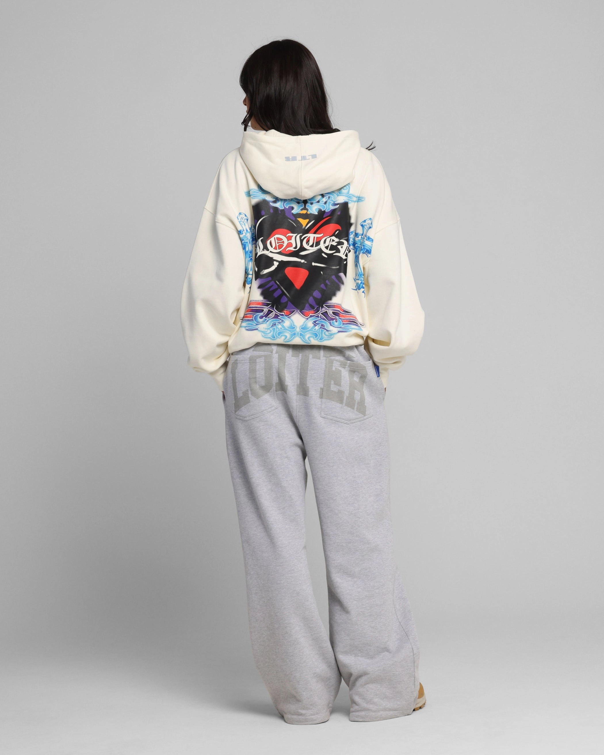 Recommend Loiter Hearts Zip Hoodie Off White