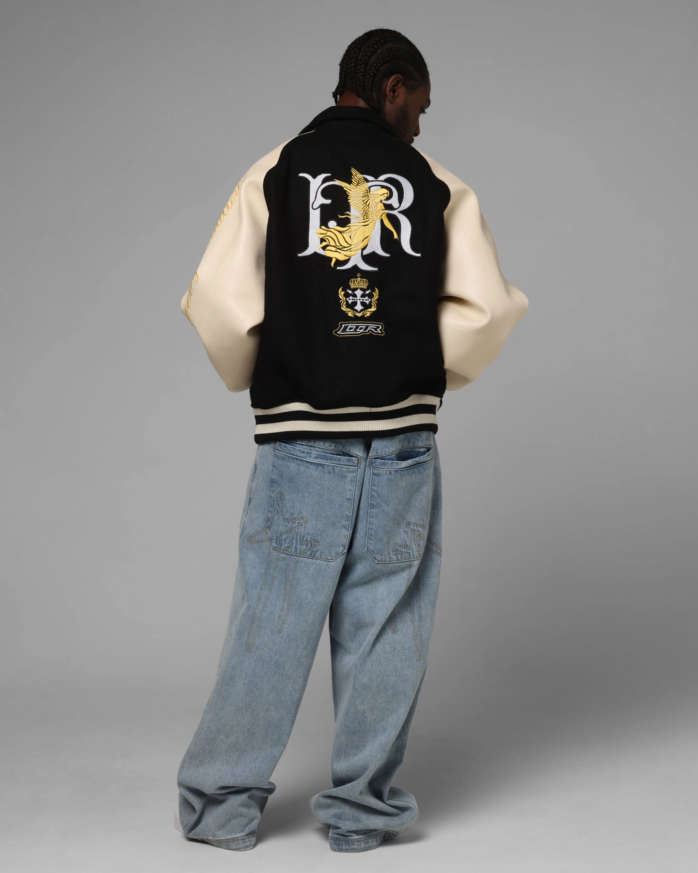 Tailored Silhouette Loiter Heaven Varsity Jacket Black/Off White