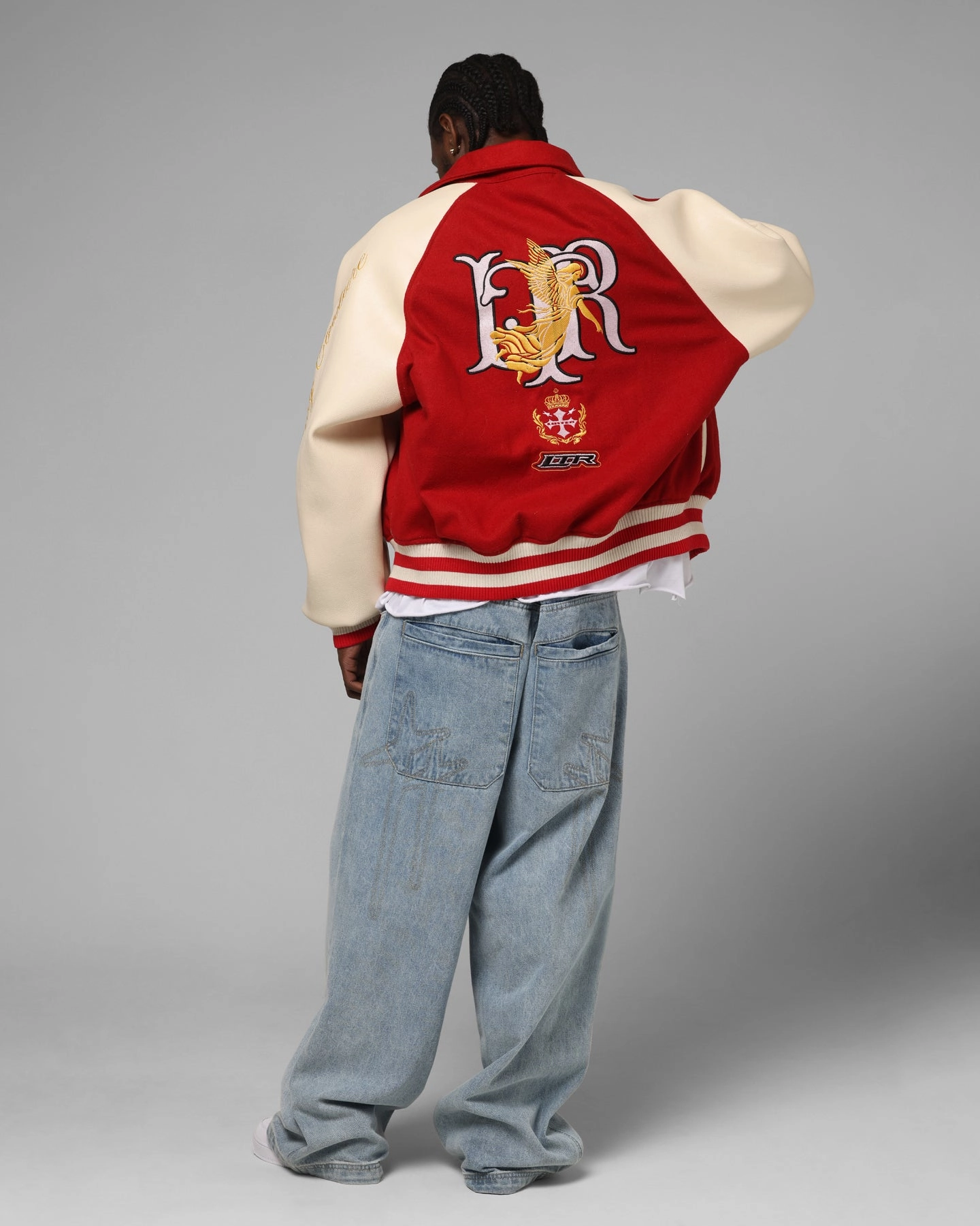 Layer Function actors Loiter Heaven Varsity Jacket Red/Off White