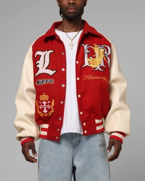 Storm Protection Loiter Heaven Varsity Jacket Red/Off White