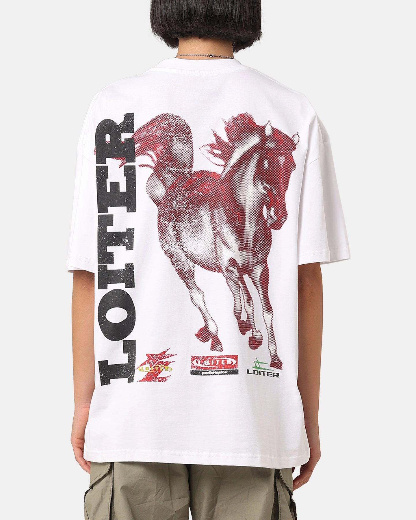 Heavyweight Weave Loiter Horse Power Vintage T-Shirt White