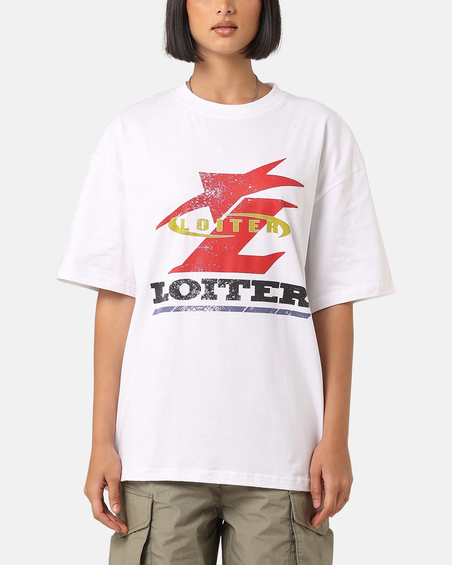 Fit For All Day Casual Comfort Loiter Horse Power Vintage T-Shirt White