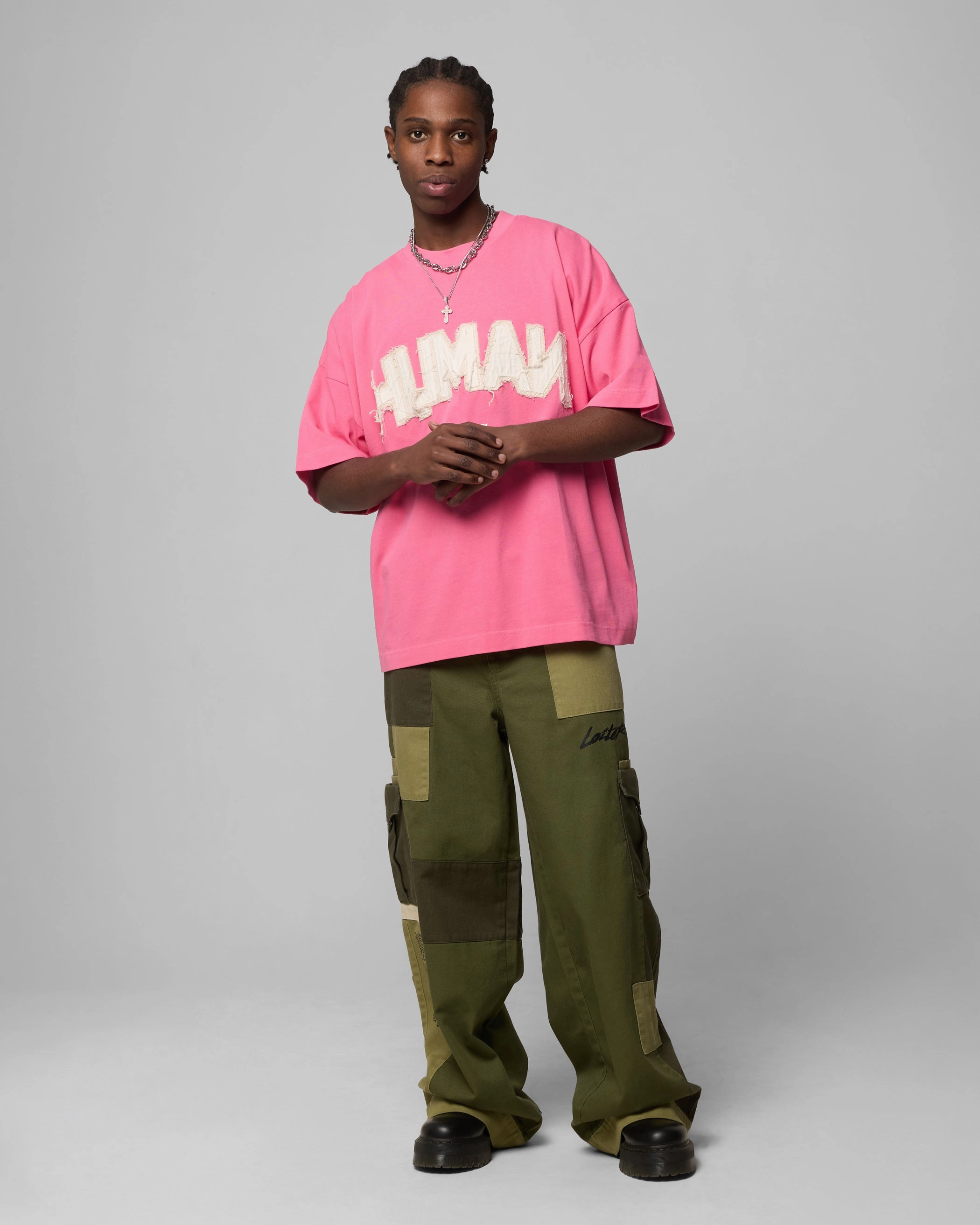 Quick Wear Modern Casual Loiter Human Box T-Shirt Pink