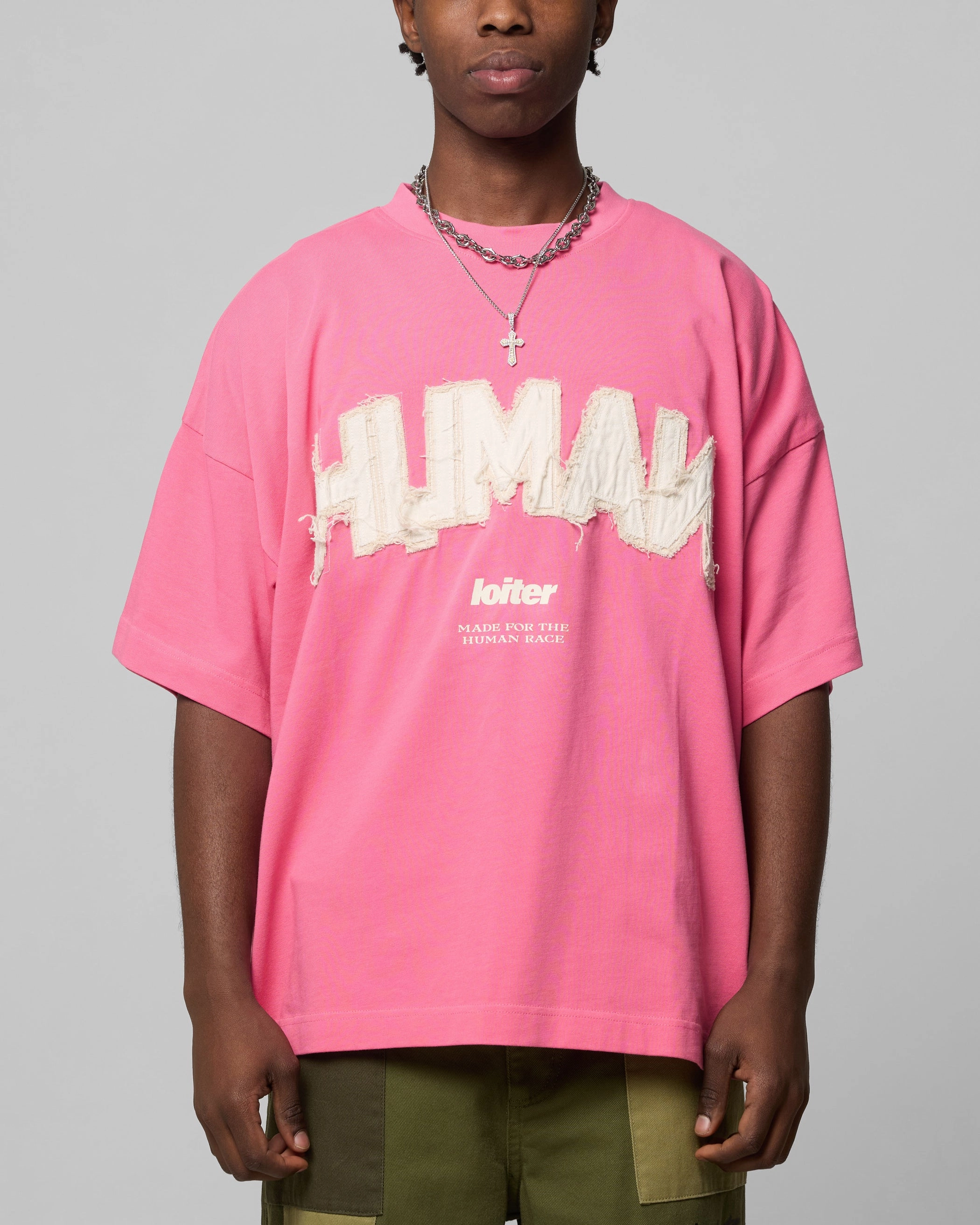 Loiter Human Box T-Shirt Pink Lightweight Style