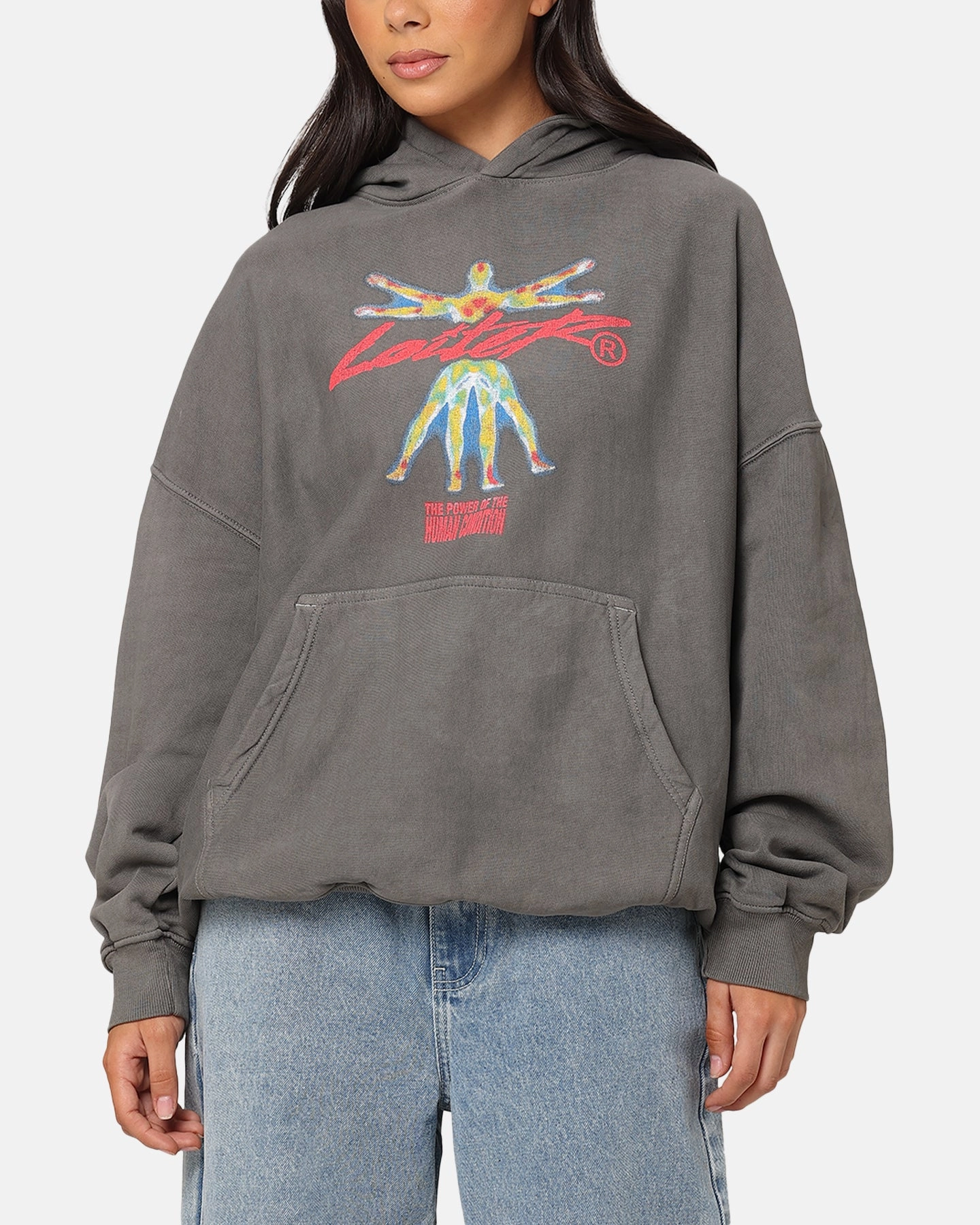 WindproofConstruction Unwind Loiter Human Condition Hoodie Washed Charcoal