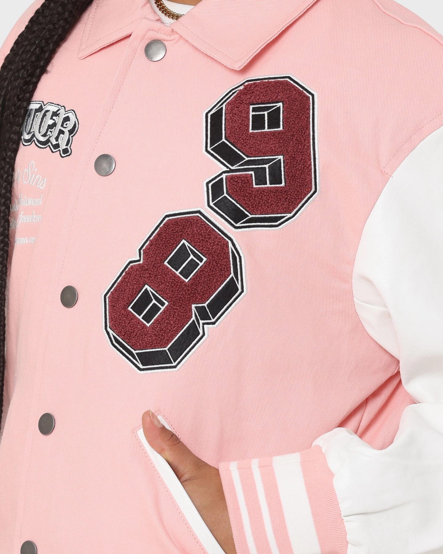 New Arrival traveler Loiter Human Varsity Jacket Pink