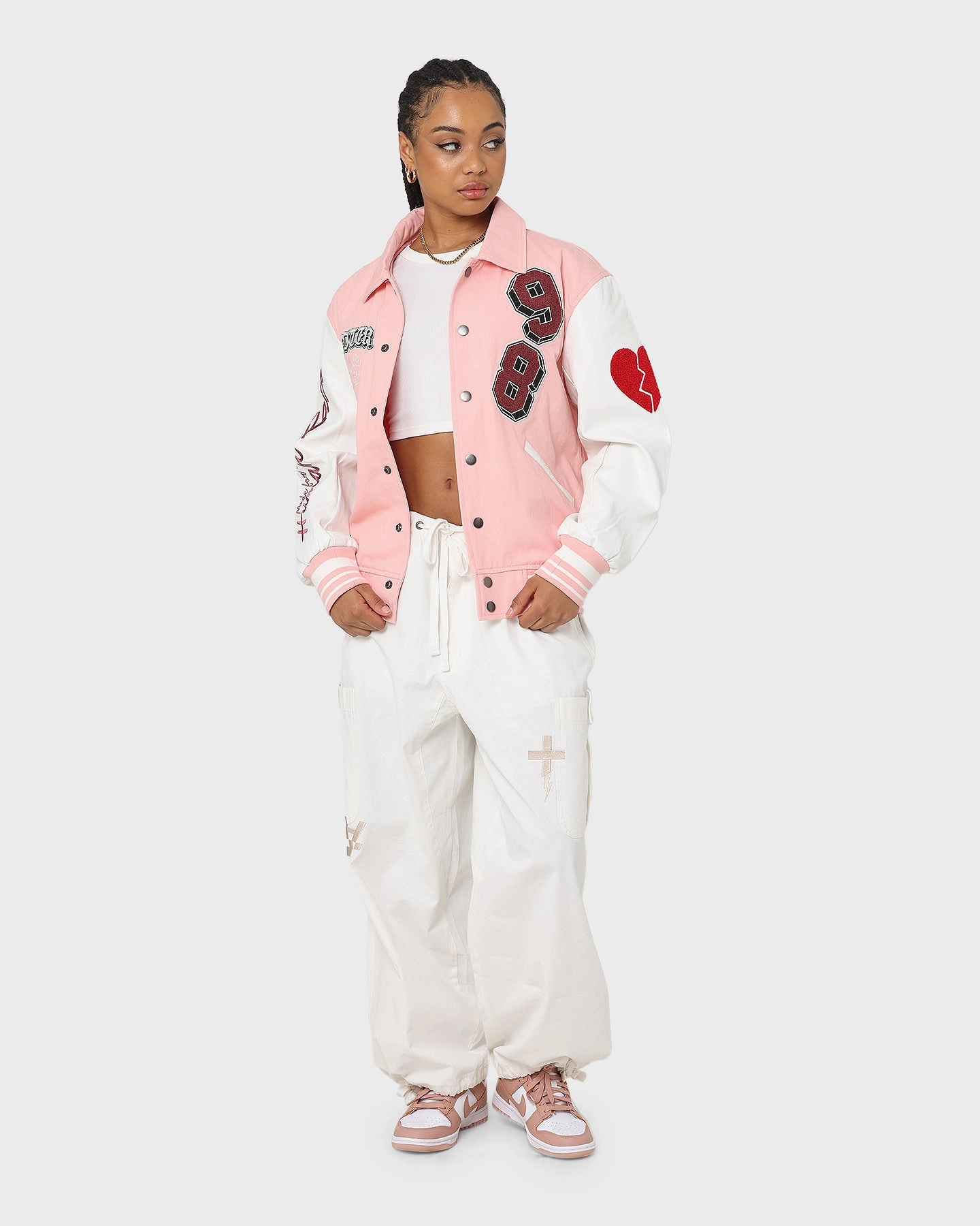 Loiter Human Varsity Jacket Pink Recommendation