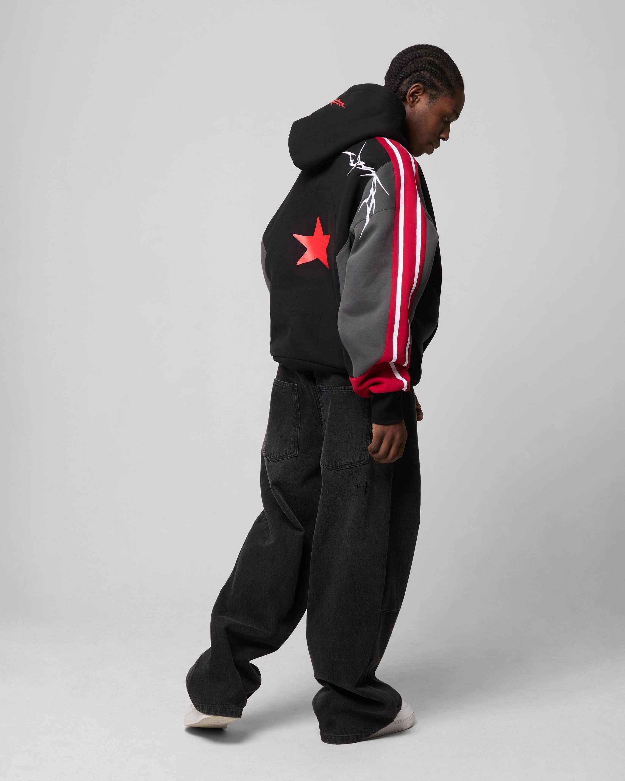 Lightweight insulation Loiter Hunter Patchwork Hoodie Black/Red