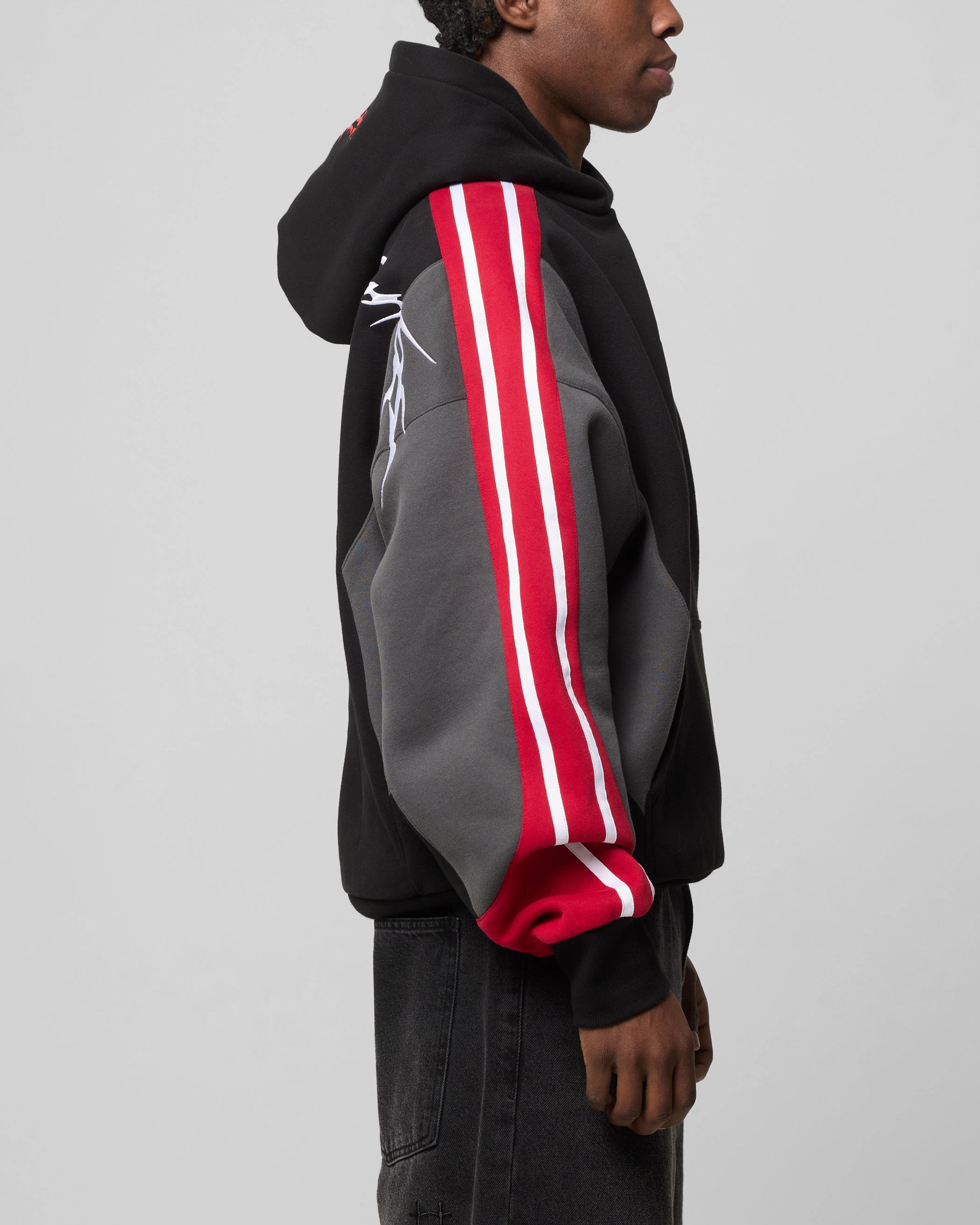 Loiter Hunter Patchwork Hoodie Black/Red Light Comfort