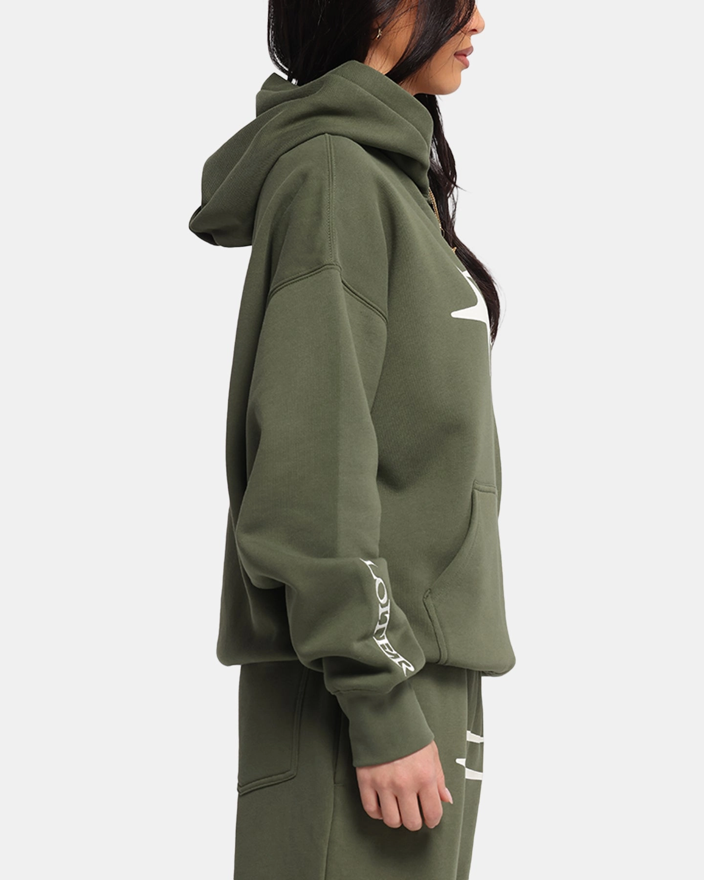 Loiter Hybrid Premium Hoodie Olive Bow-tie Valentine's look