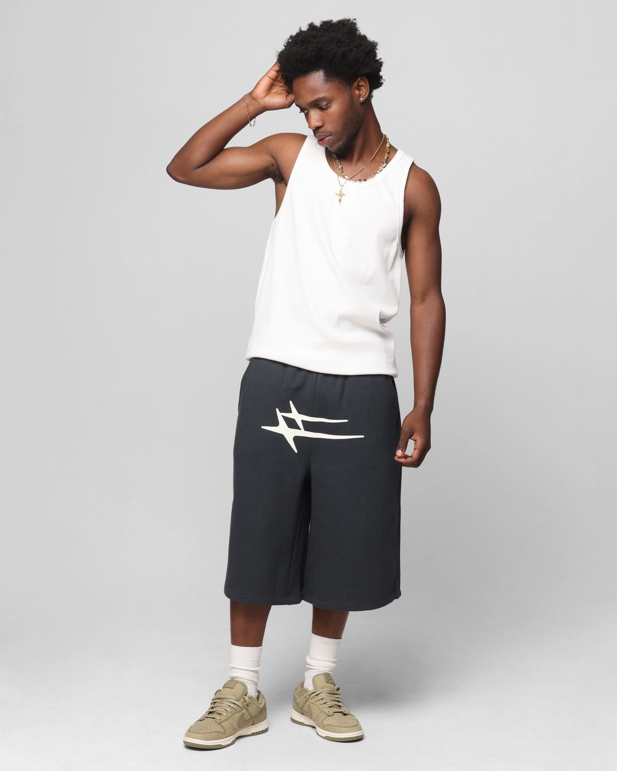 kids wear Sweat Resistant Coating Loiter Hybrid Premium Shorts Charcoal