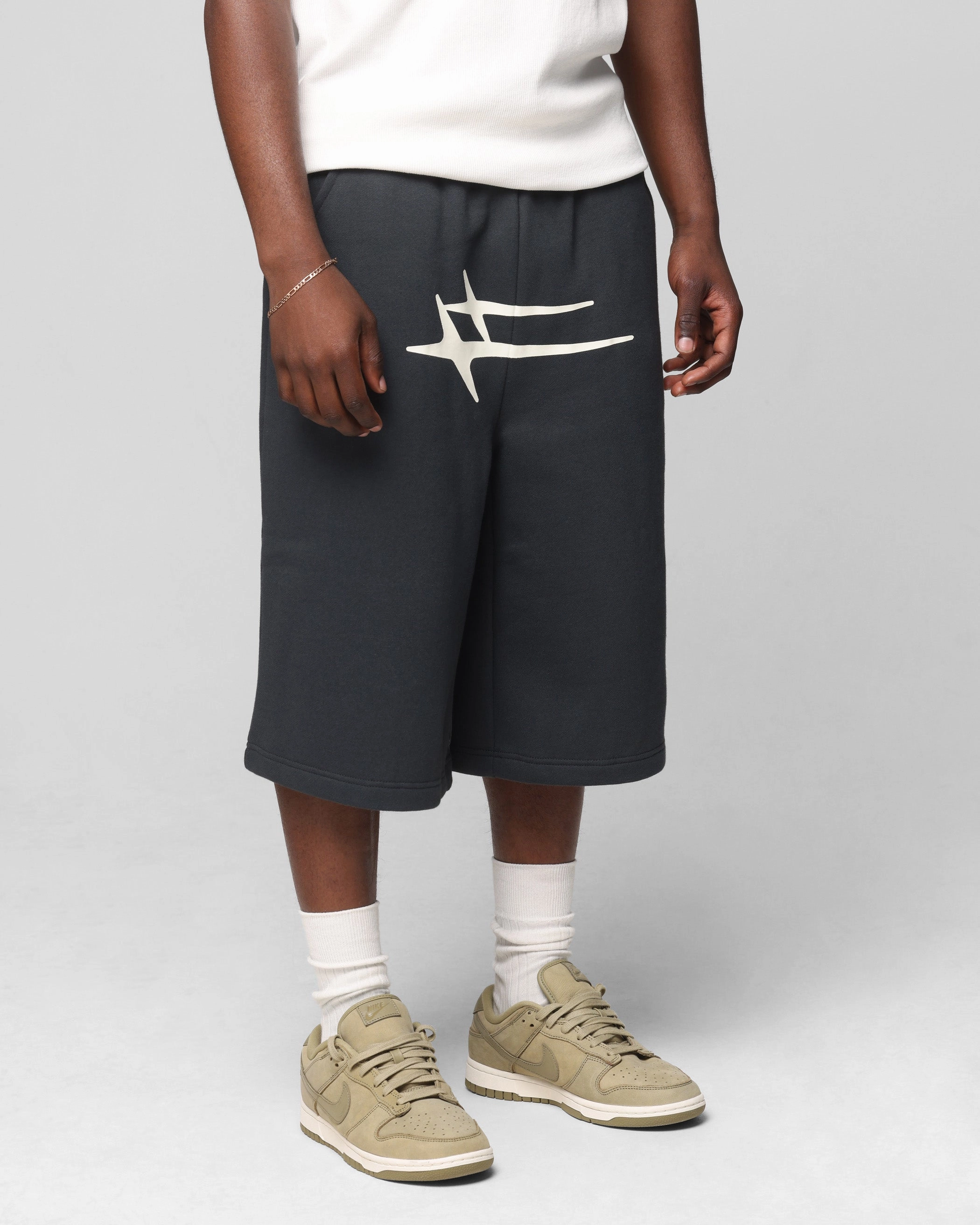 Multi Panel Cut t shirt Loiter Hybrid Premium Shorts Charcoal