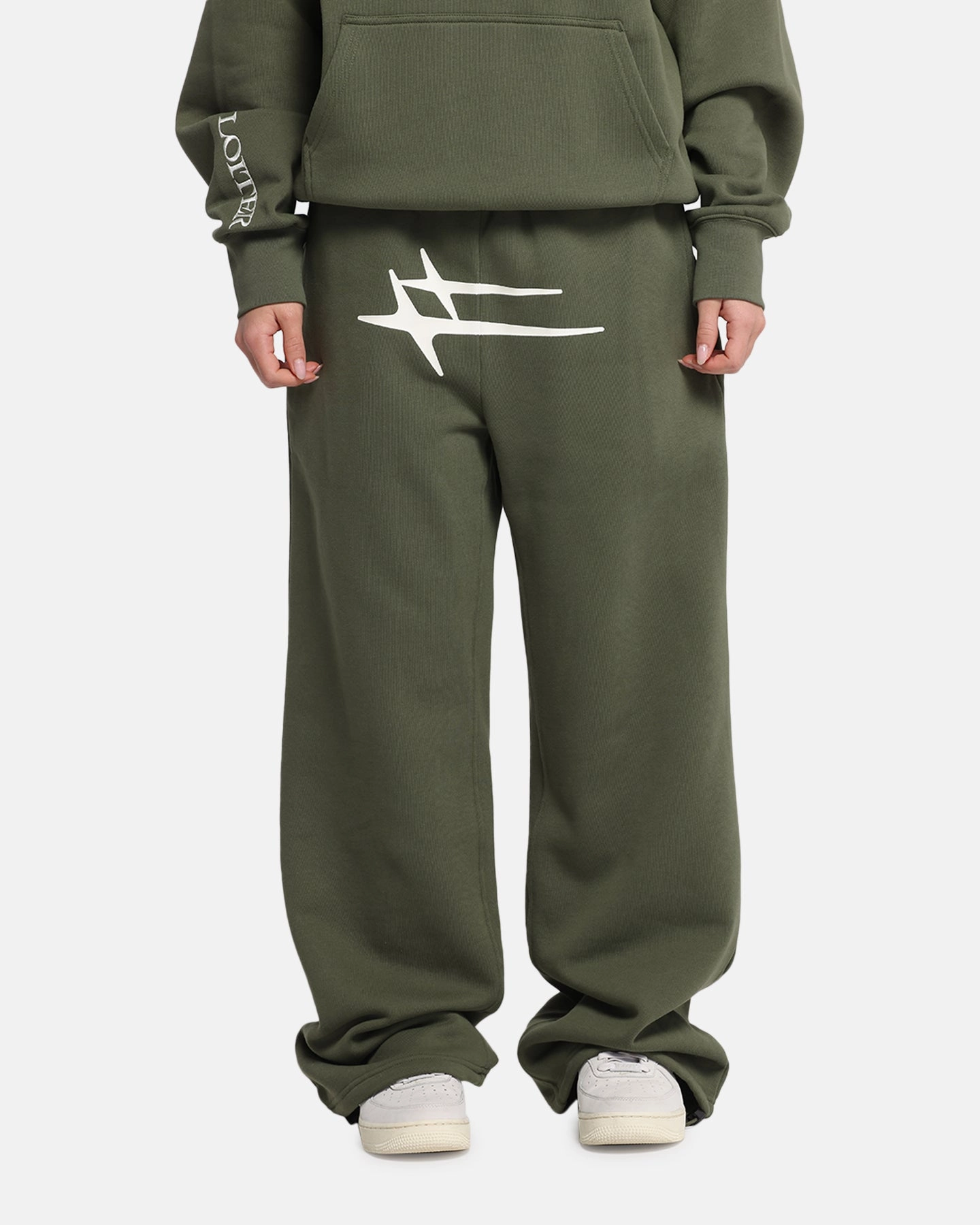 Loiter Hybrid Sweatpants Olive Double Stitched Flexible Knees