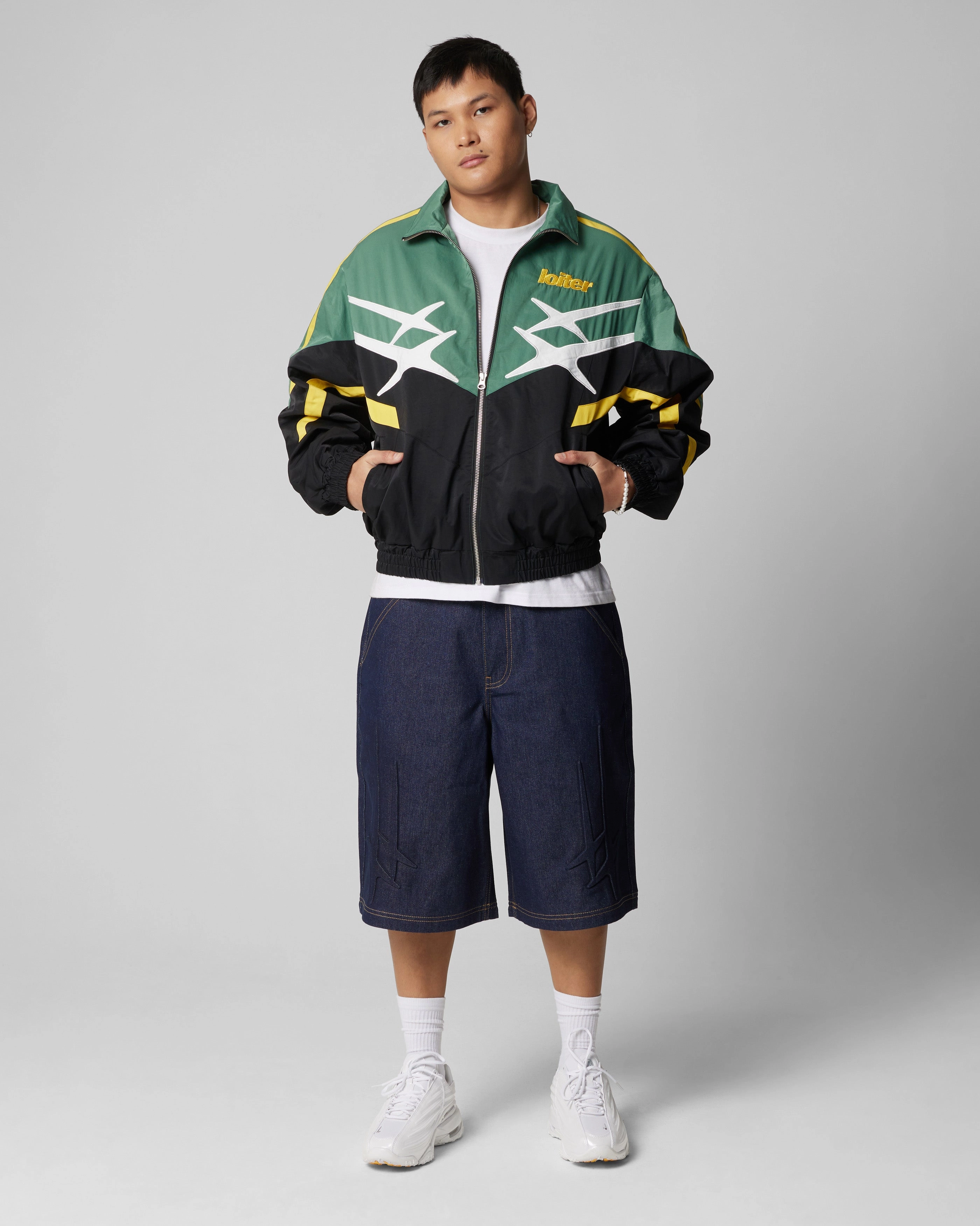 EcoFriendlyMaterial Loiter Hybrid Track Jacket Green/Yellow