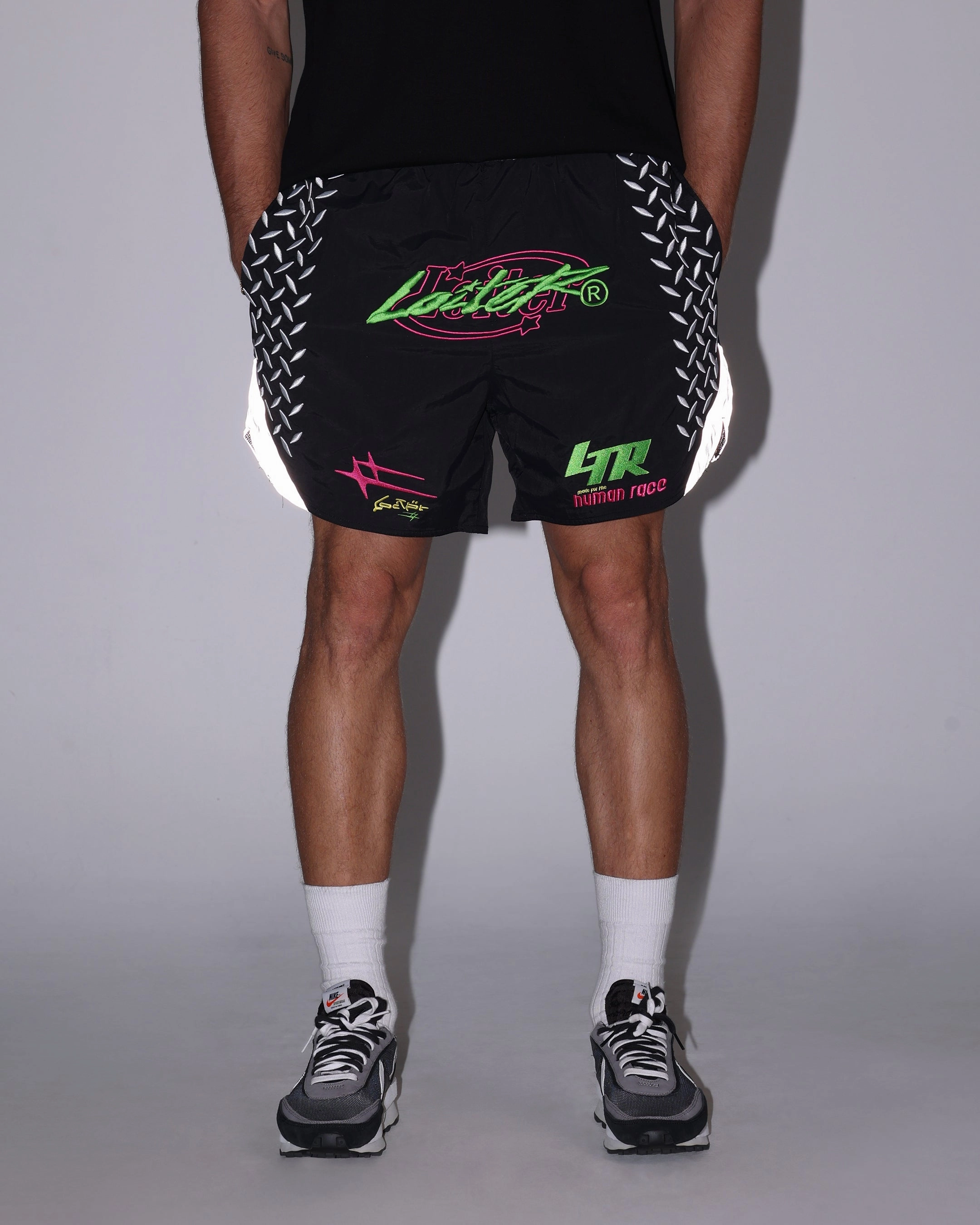 Loiter Instinct Walk Shorts Black/Green/Red Luxury Brand QuickAdjustStraps