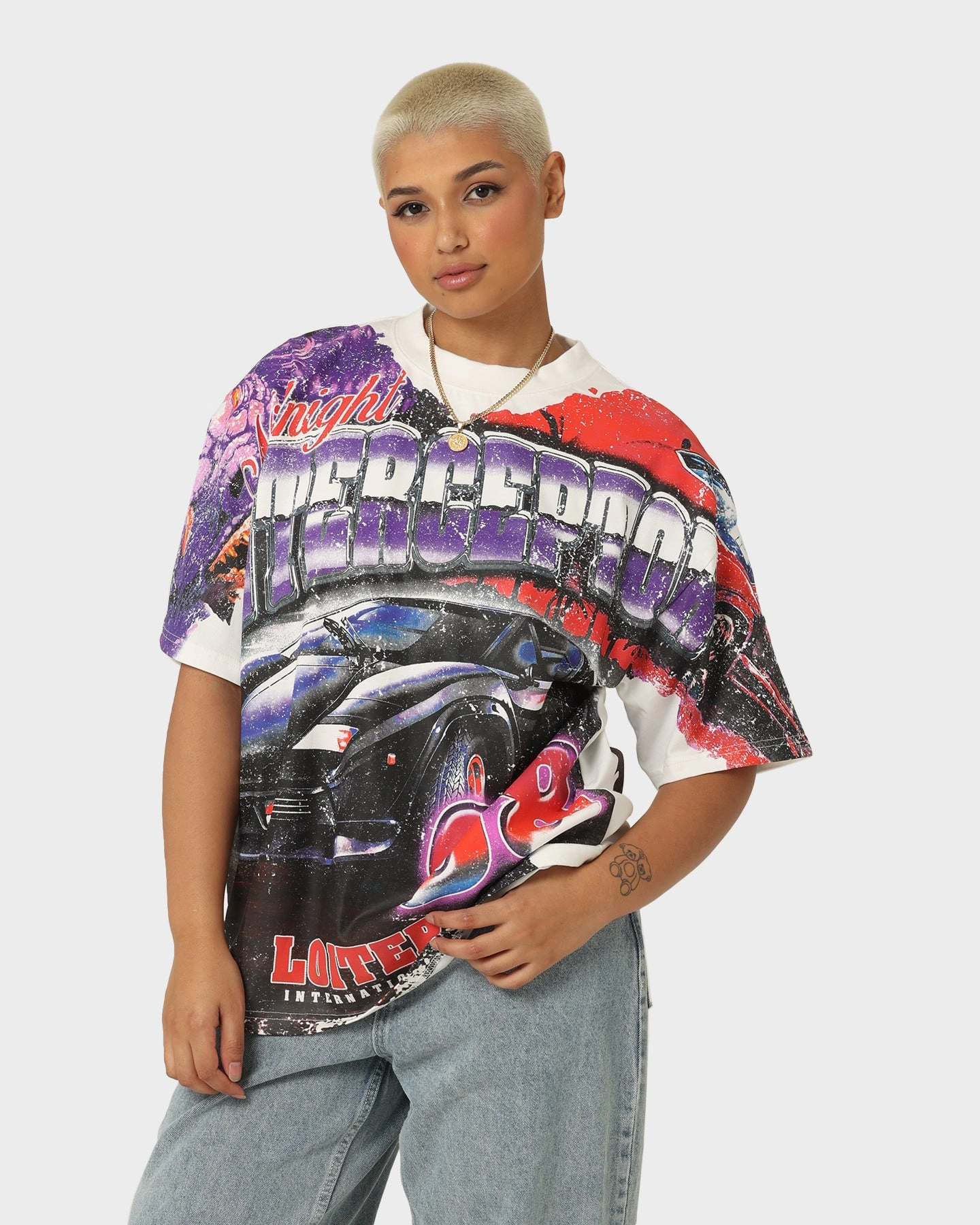 crew neck Loiter Interceptor Vintage T-Shirt Off White
