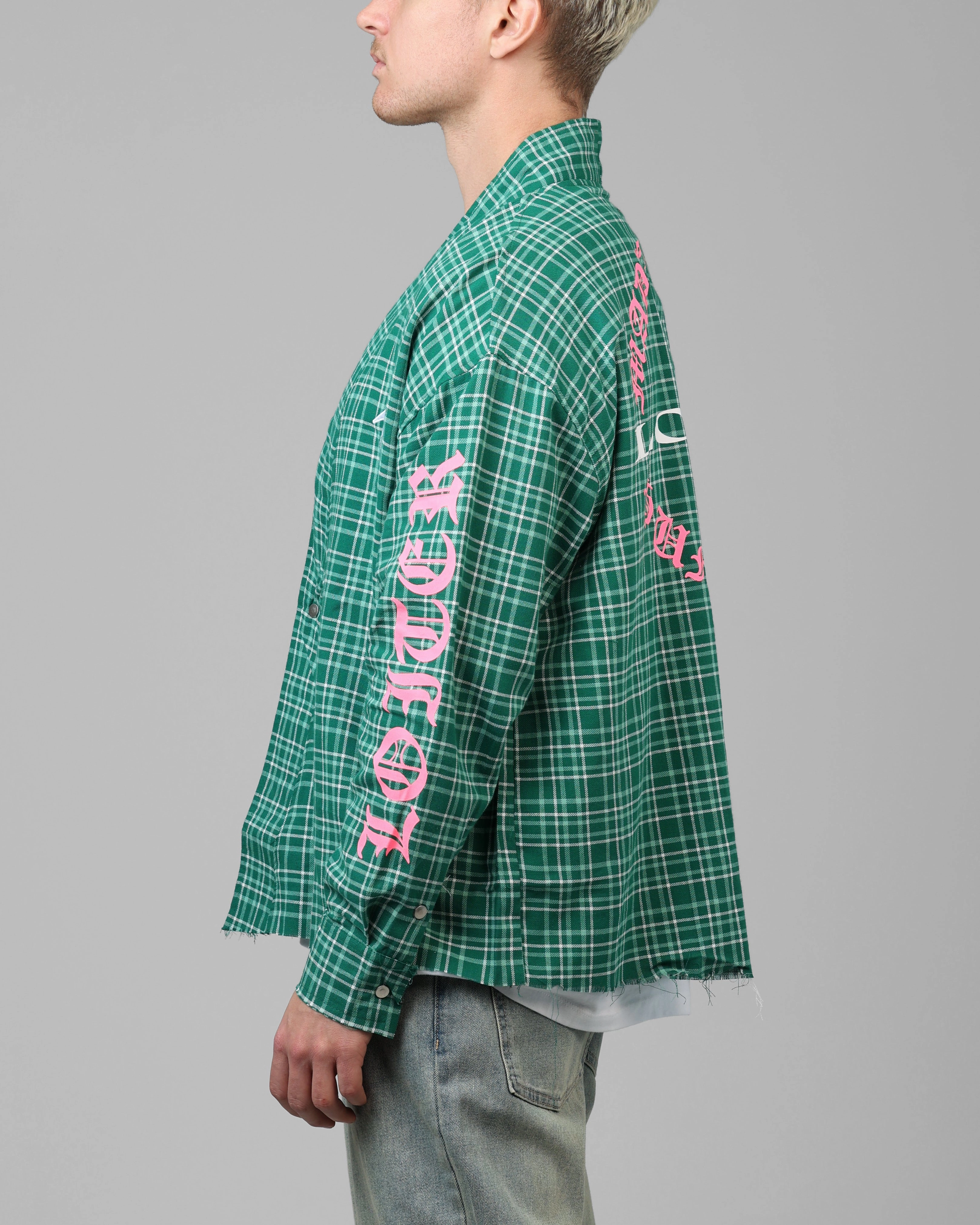 Trendy Outerwear Loiter Kimono Flannel Green