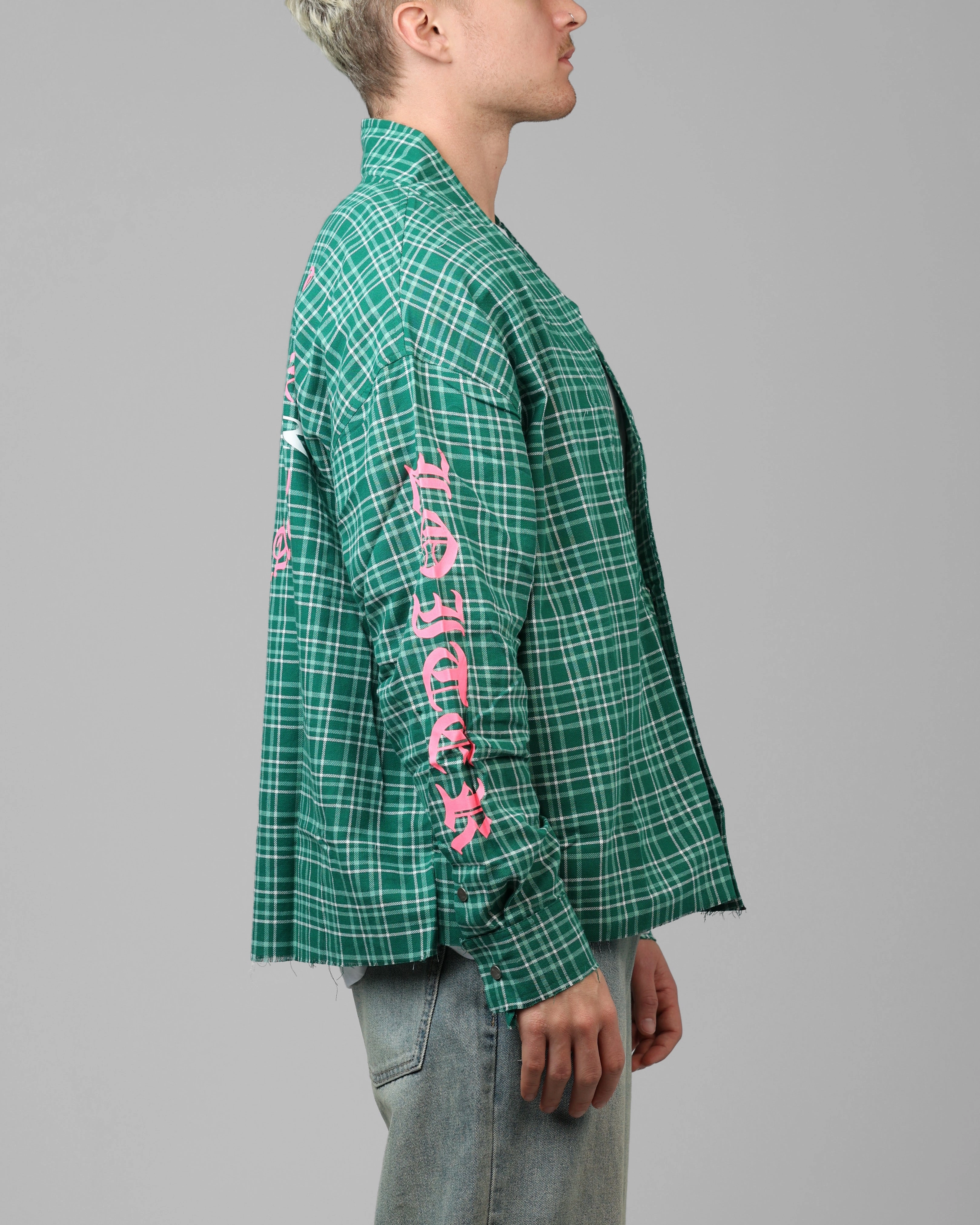 Loiter Kimono Flannel Green Flexible Shoulder Mobility