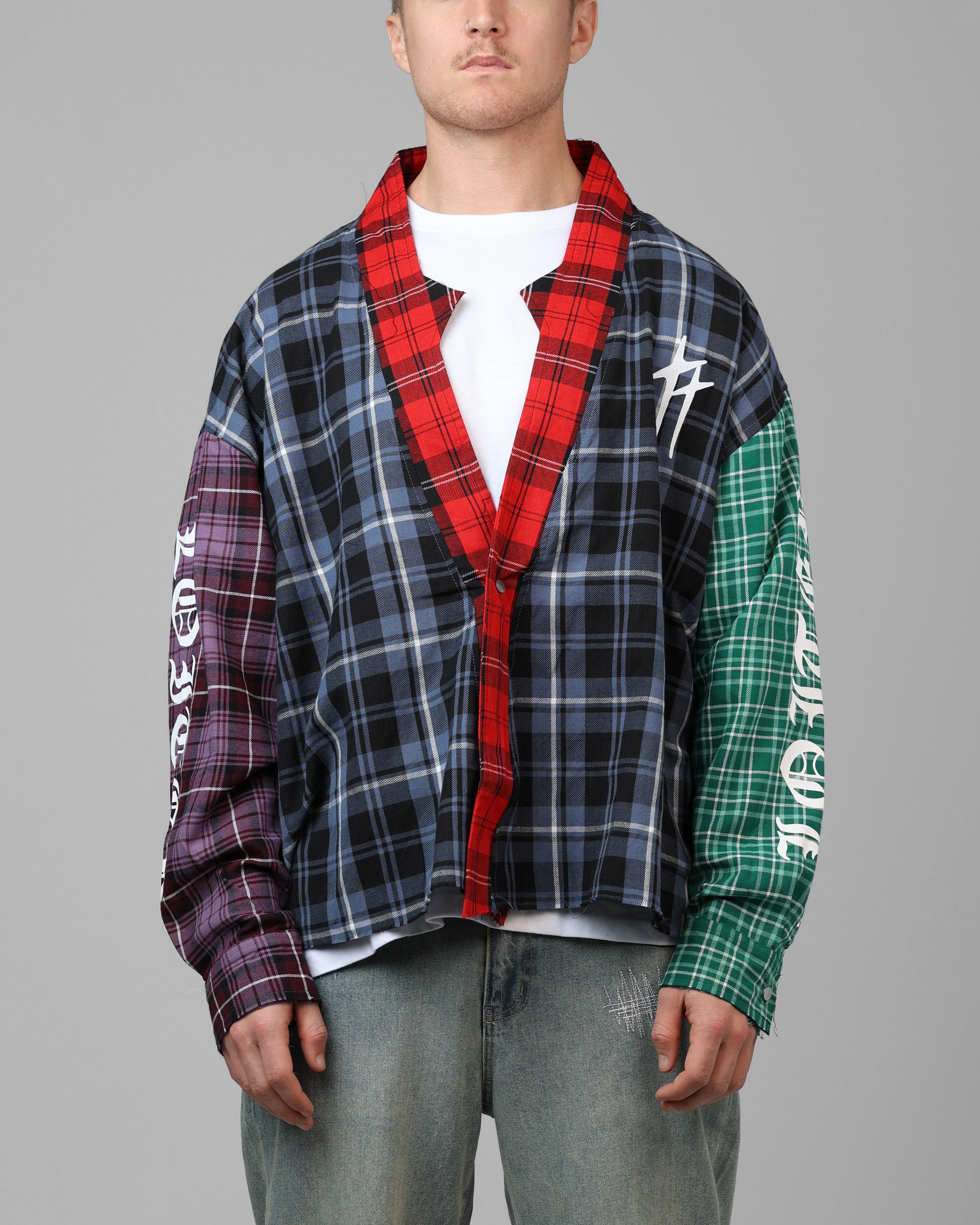 Loiter Kimono Flannel Multi Non Restrictive Collar