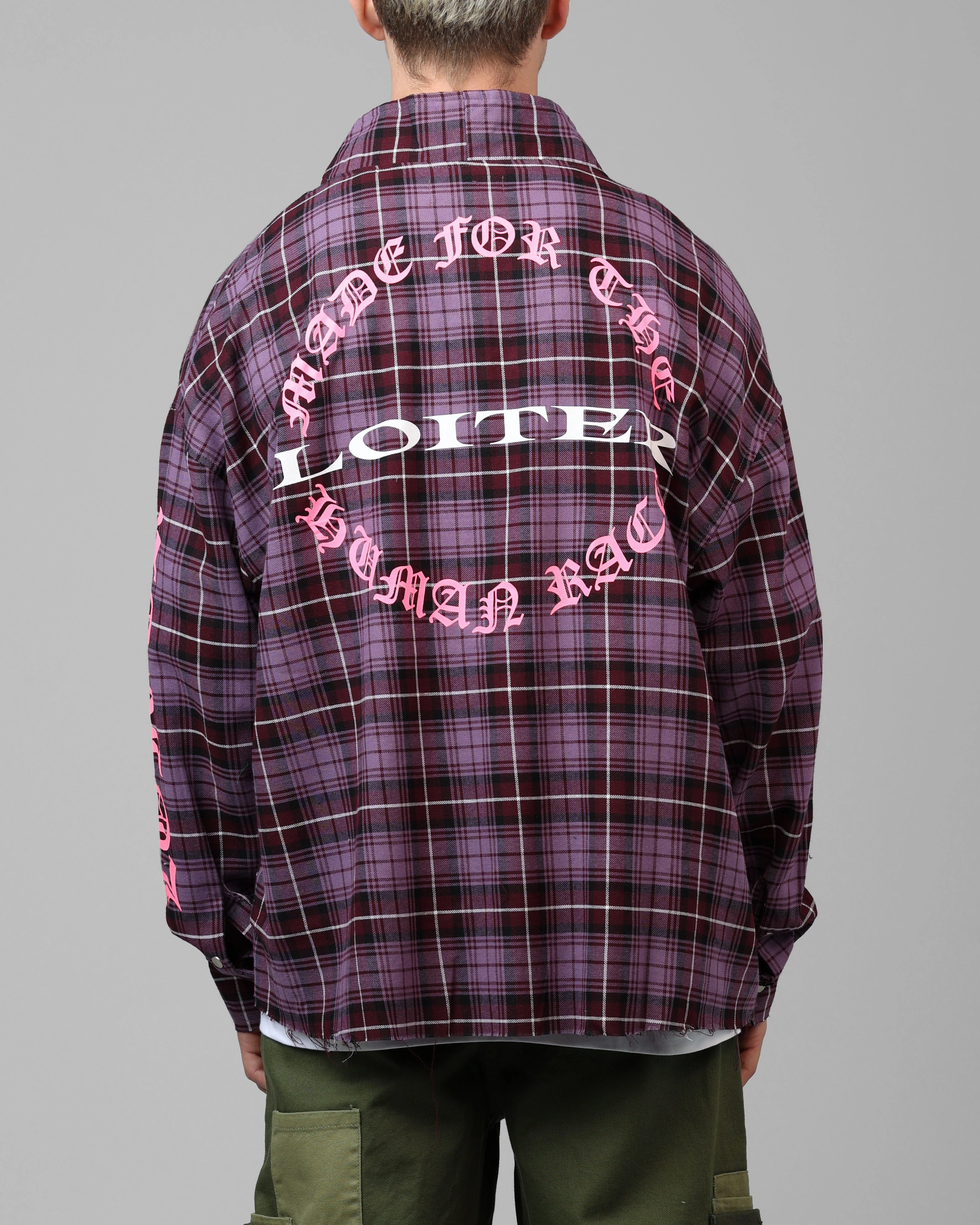 PaddedShoulders Loiter Kimono Flannel Purple