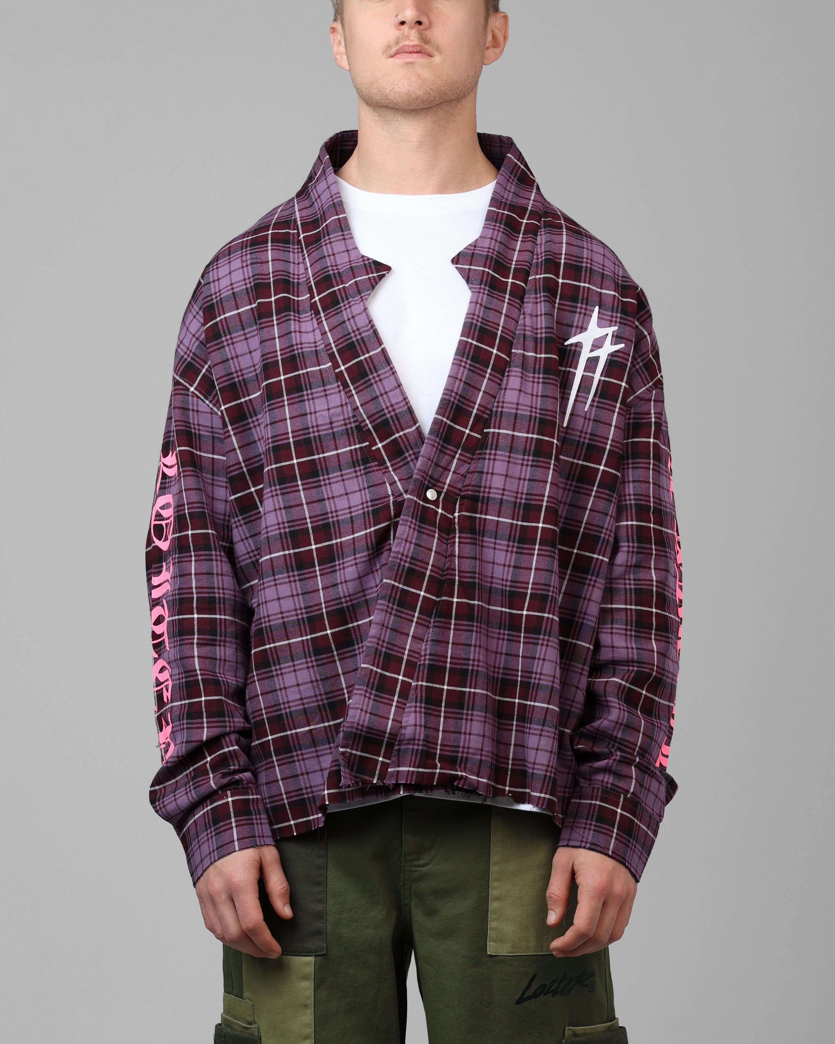 Convertible Features suitable for business trips Loiter Kimono Flannel Purple