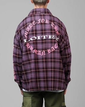 PaddedShoulders Loiter Kimono Flannel Purple