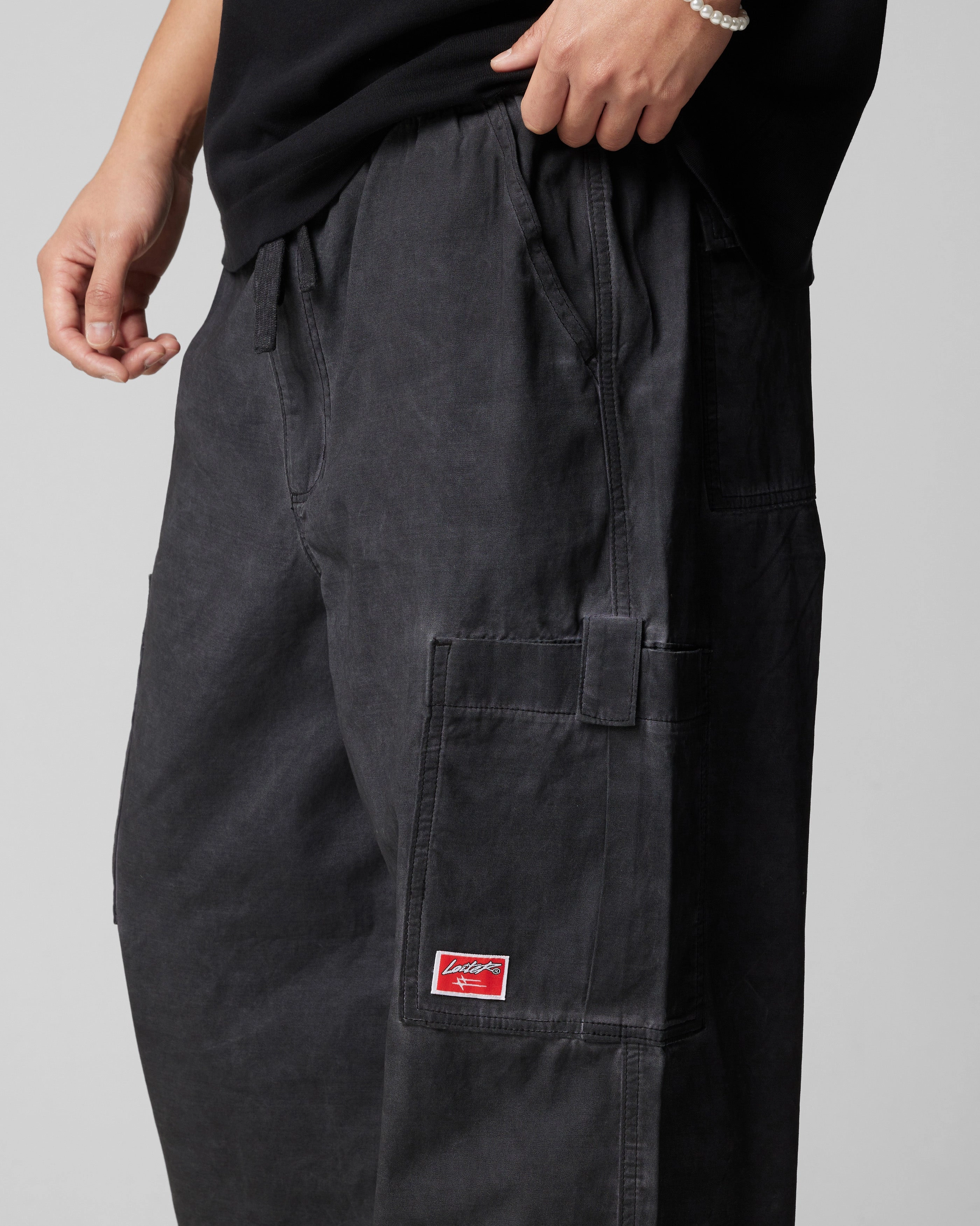 Cozy And Stylish Loiter Kraven Parachute Pants Washed Black