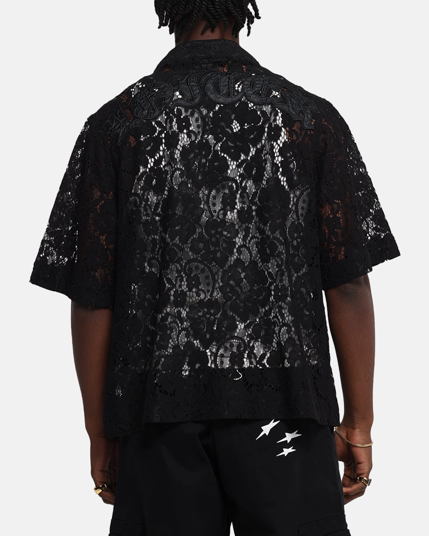 Loiter Lace Button Up Shirt Black birthday party