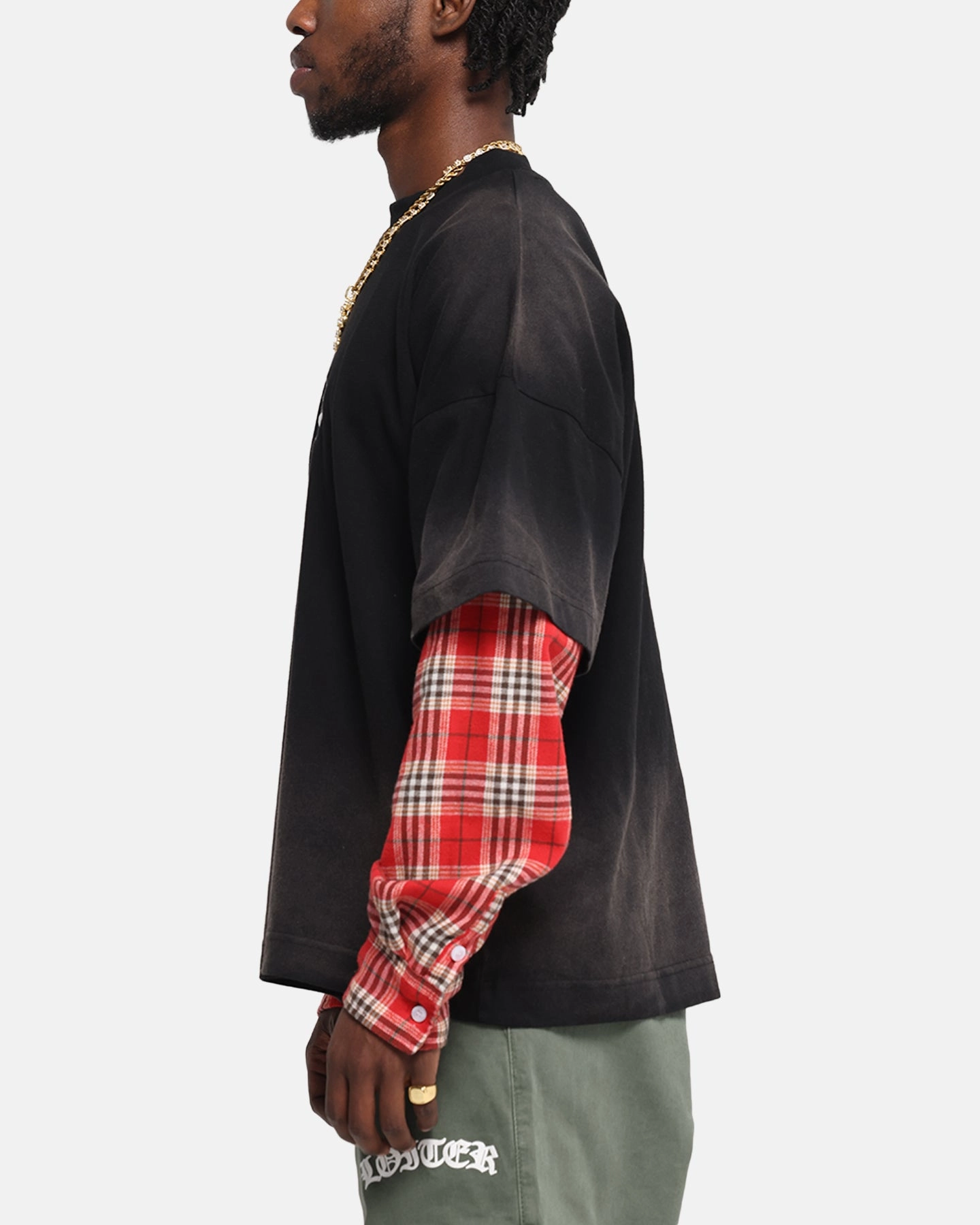 Loiter Layered Flannel T-Shirt Black/Red Outdoor Style Indoor clothing