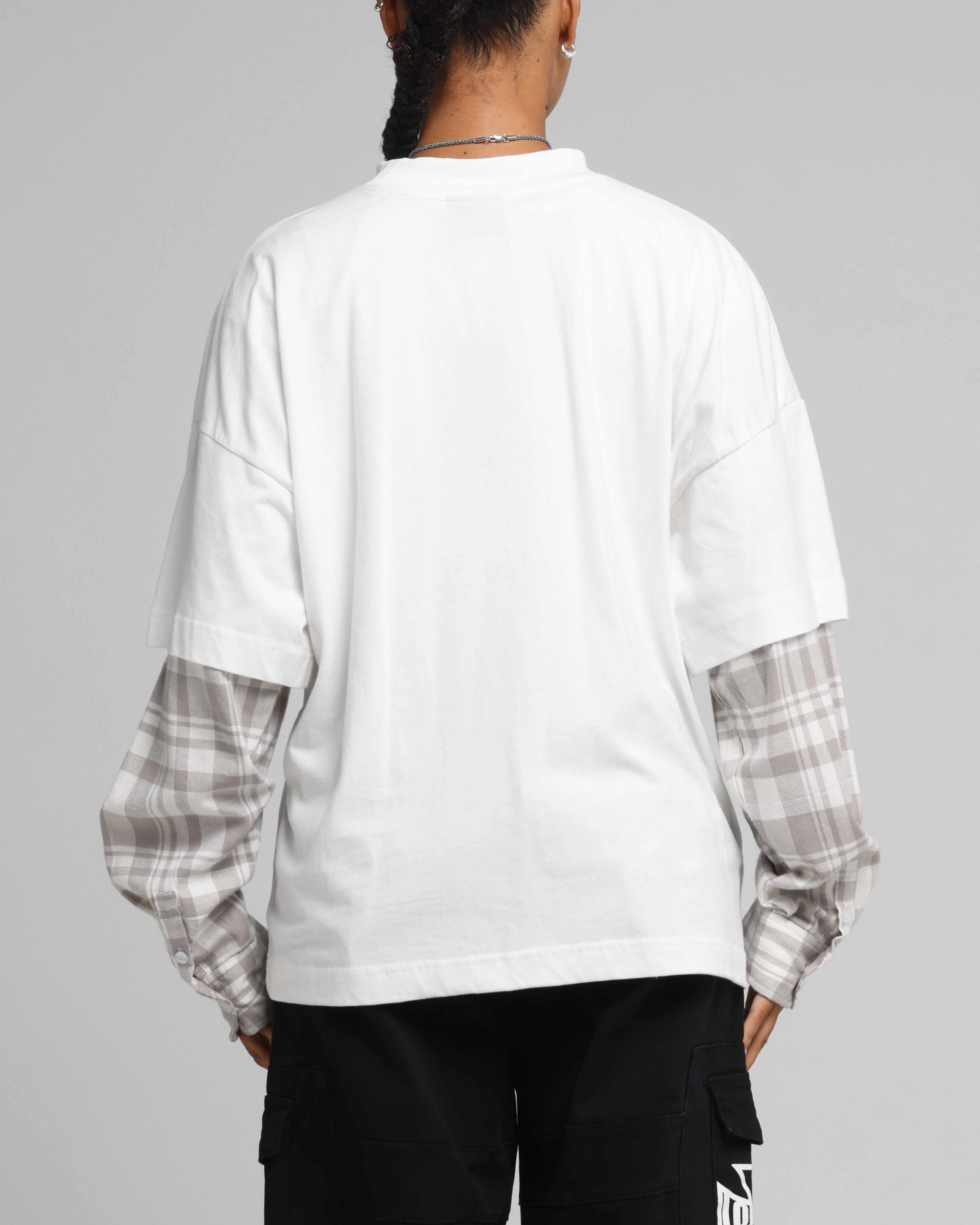 Chill Comfort brandable Loiter Layered Flannel T-Shirt Cream