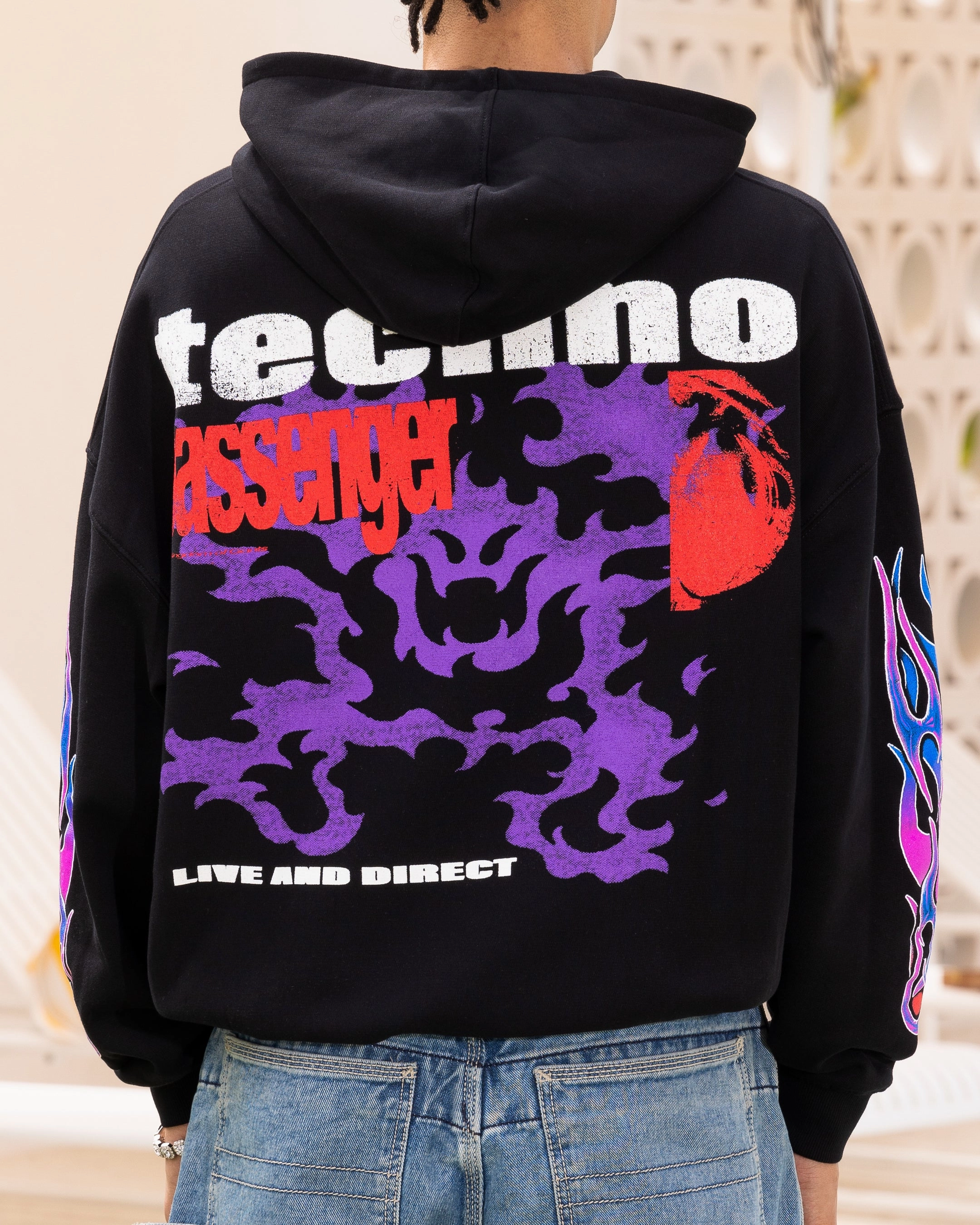 WaterResistantCoating Loiter Live In Direct Vintage Hoodie Black