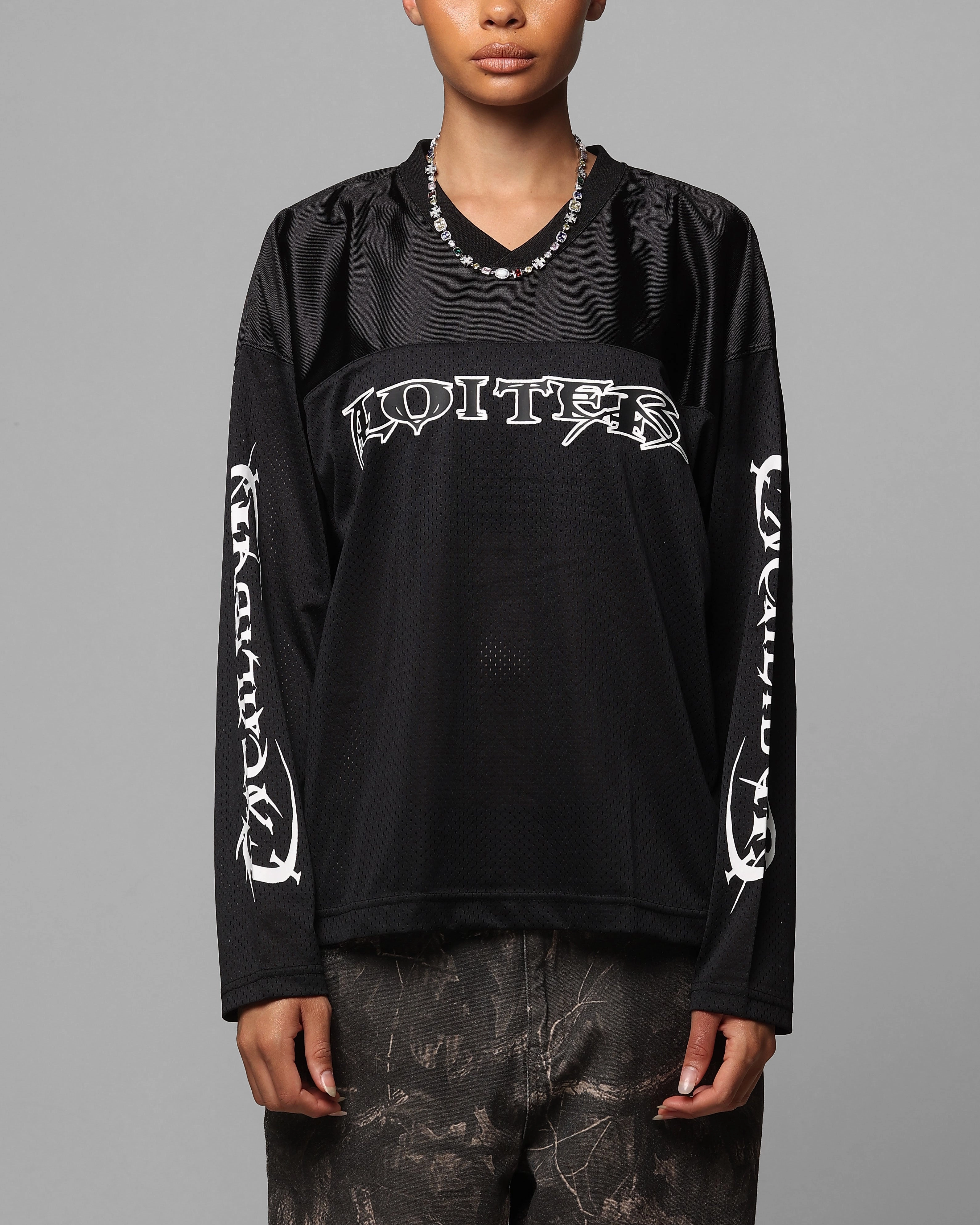 Premium Cotton Blend Loiter Long Sleeve Training Jersey Black