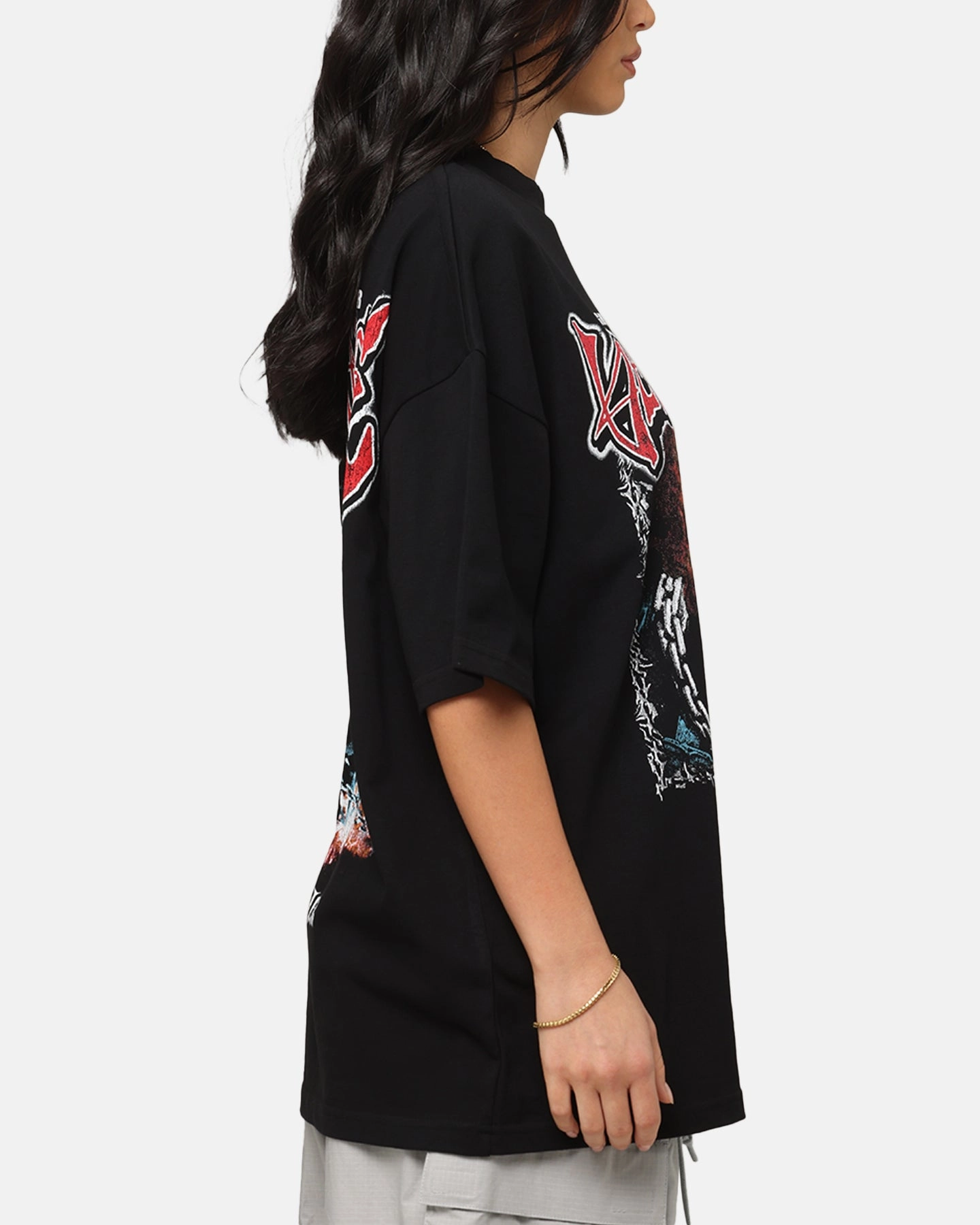 tall size Loiter Marvel Ghost Rider Mock Neck T-Shirt Black