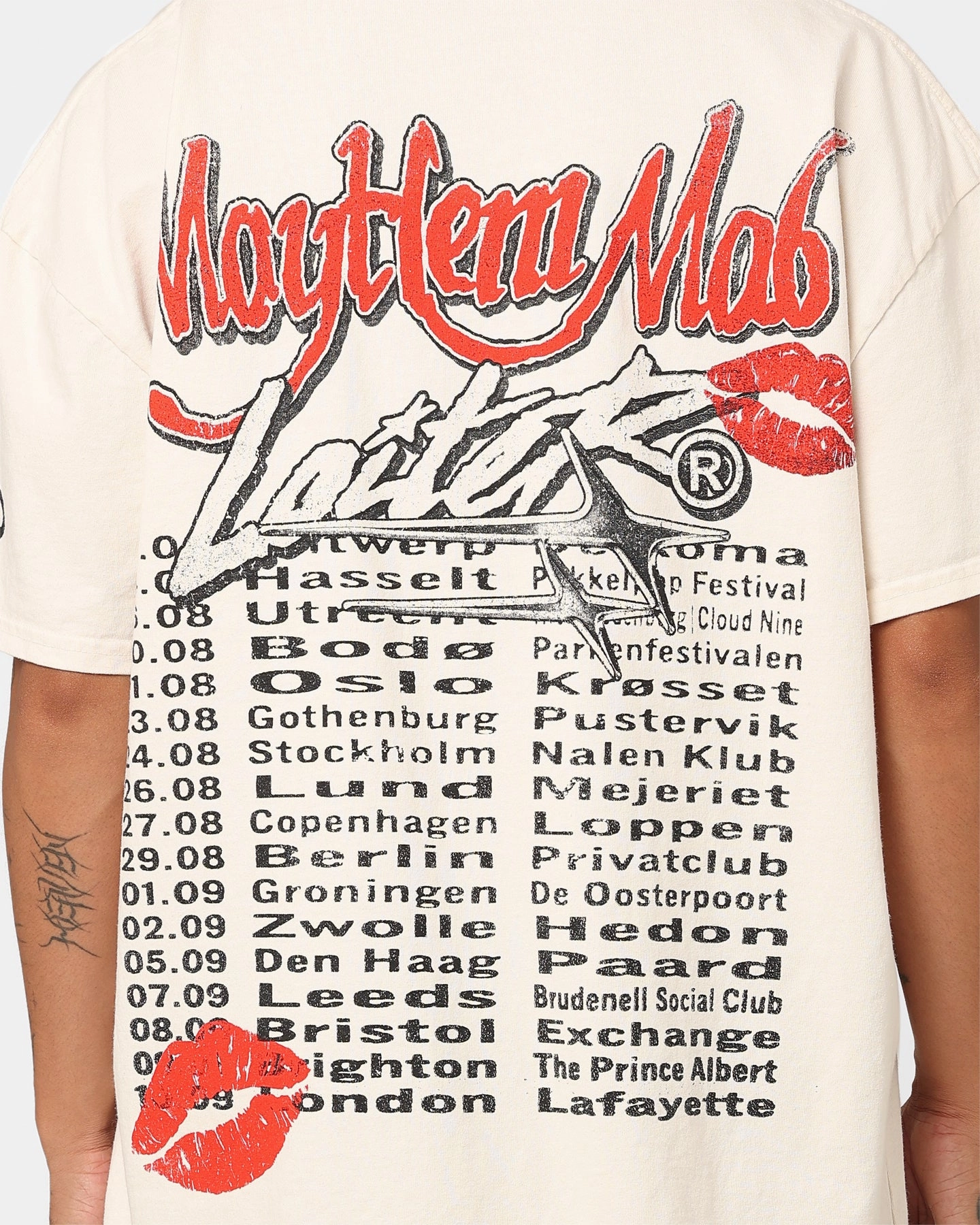 Loiter Mayhem Mob Vintage T-Shirt Off White Basic Wear Non Fading Material