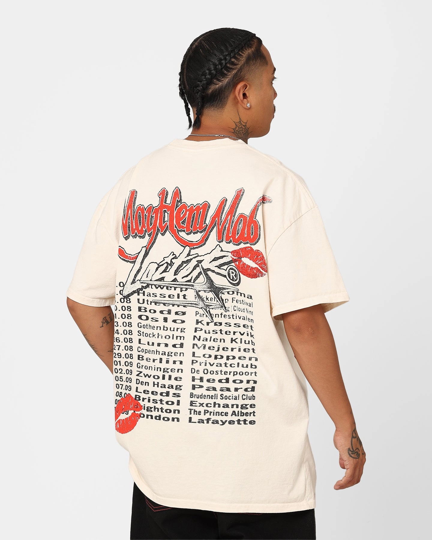 Loiter Mayhem Mob Vintage T-Shirt Off White Collared
