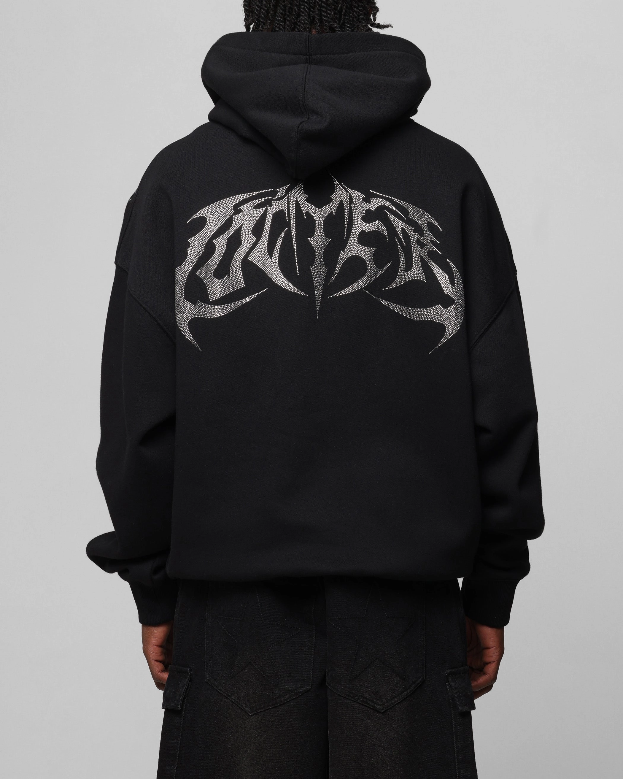 Loiter Metal Rhinestone Hoodie Black starlight Negotiate